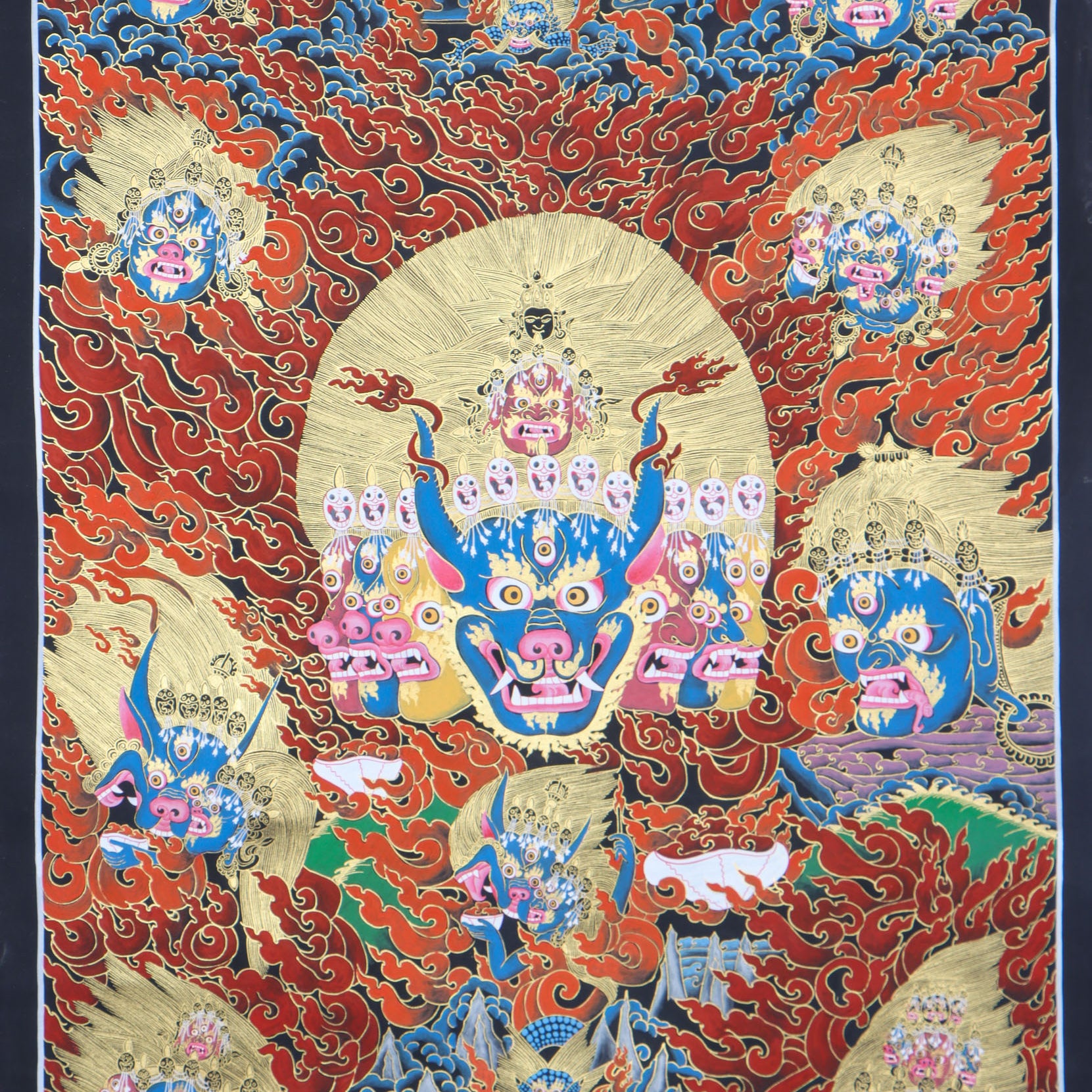 Yamantaka Head Thangka Painting for wall hanging decor.