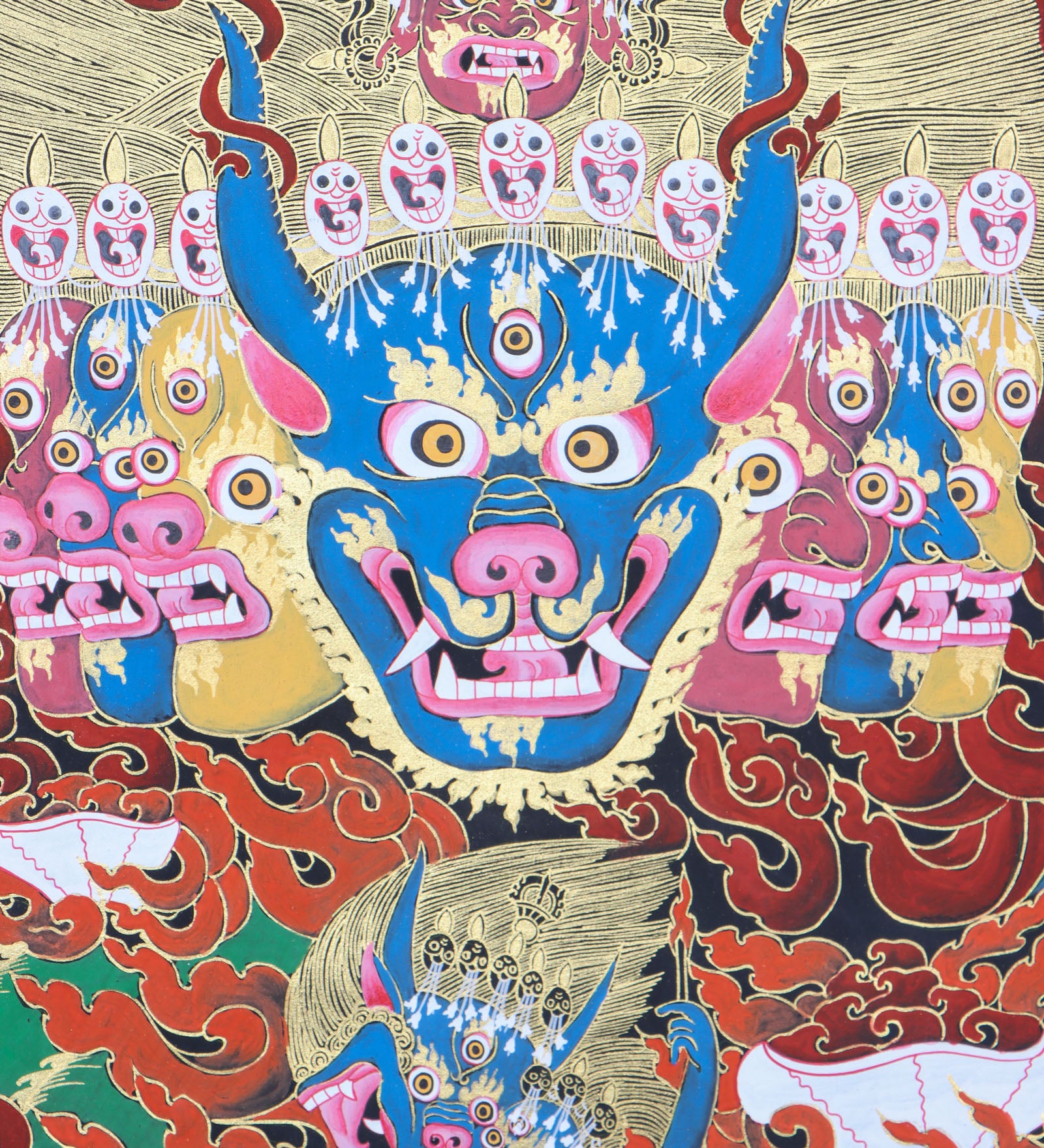 Yamantaka Head Thangka Painting for wall hanging decor.