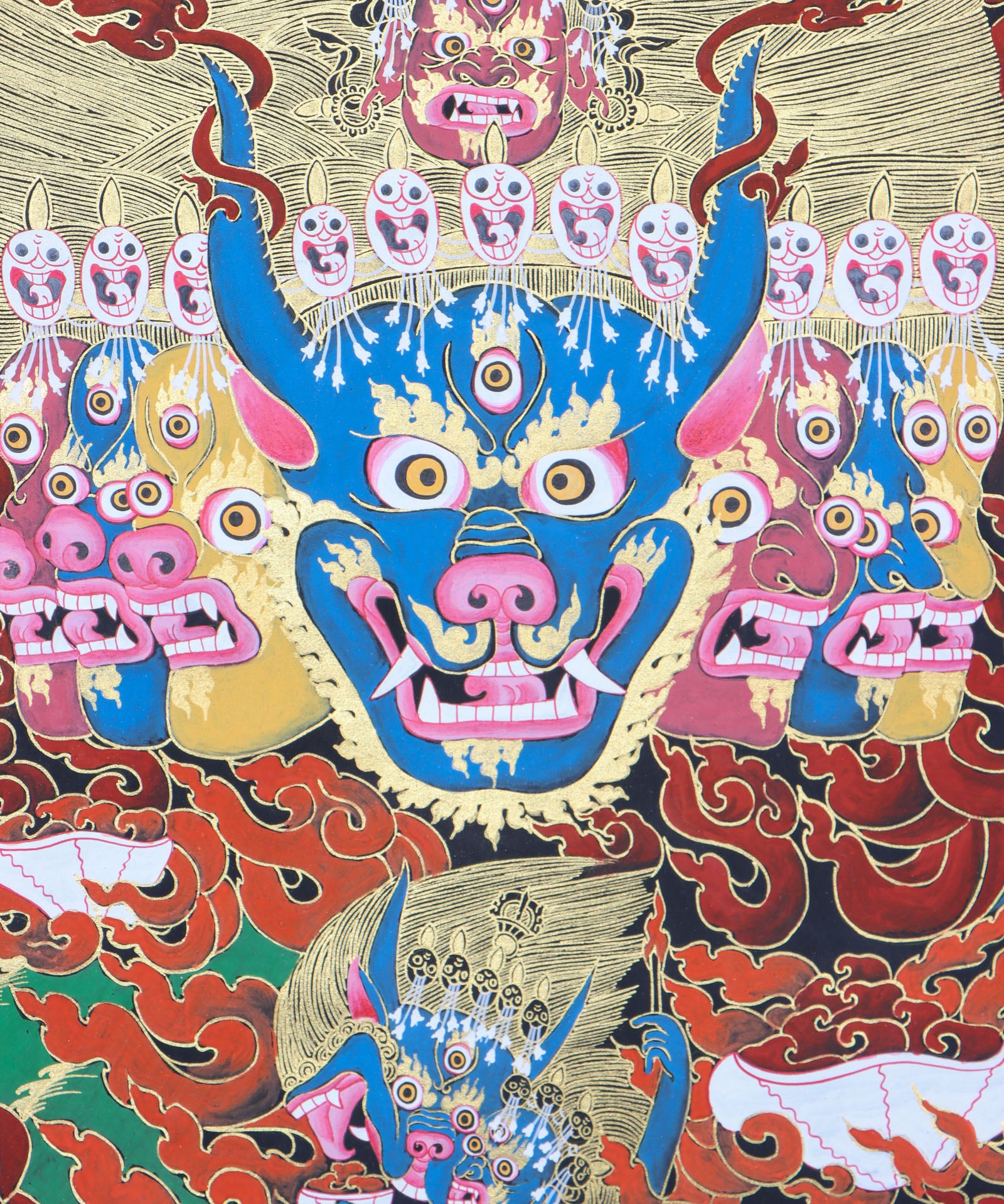 Yamantaka Head Thangka Painting for wall hanging decor.