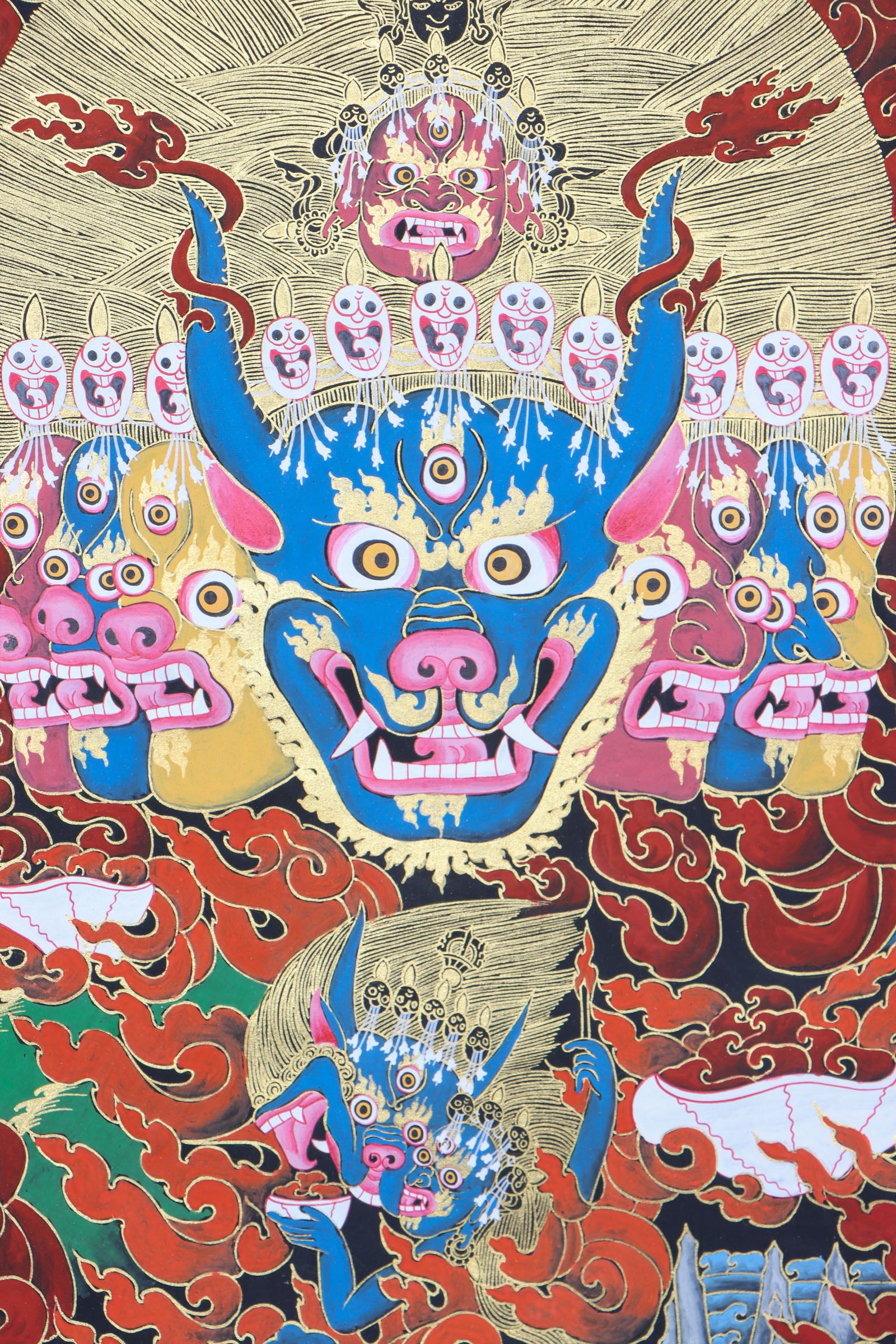 Yamantaka Head Thangka Painting for wall hanging decor.