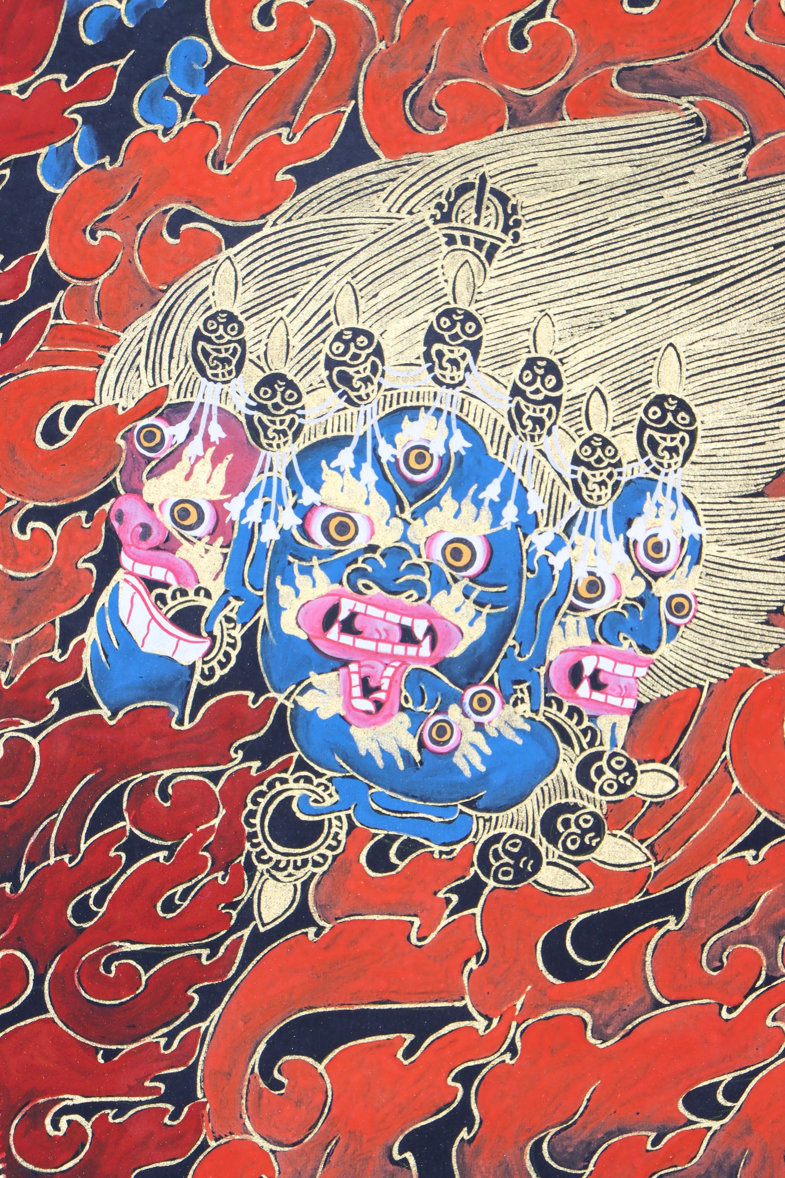 Yamantaka Head Thangka Painting for wall hanging decor.