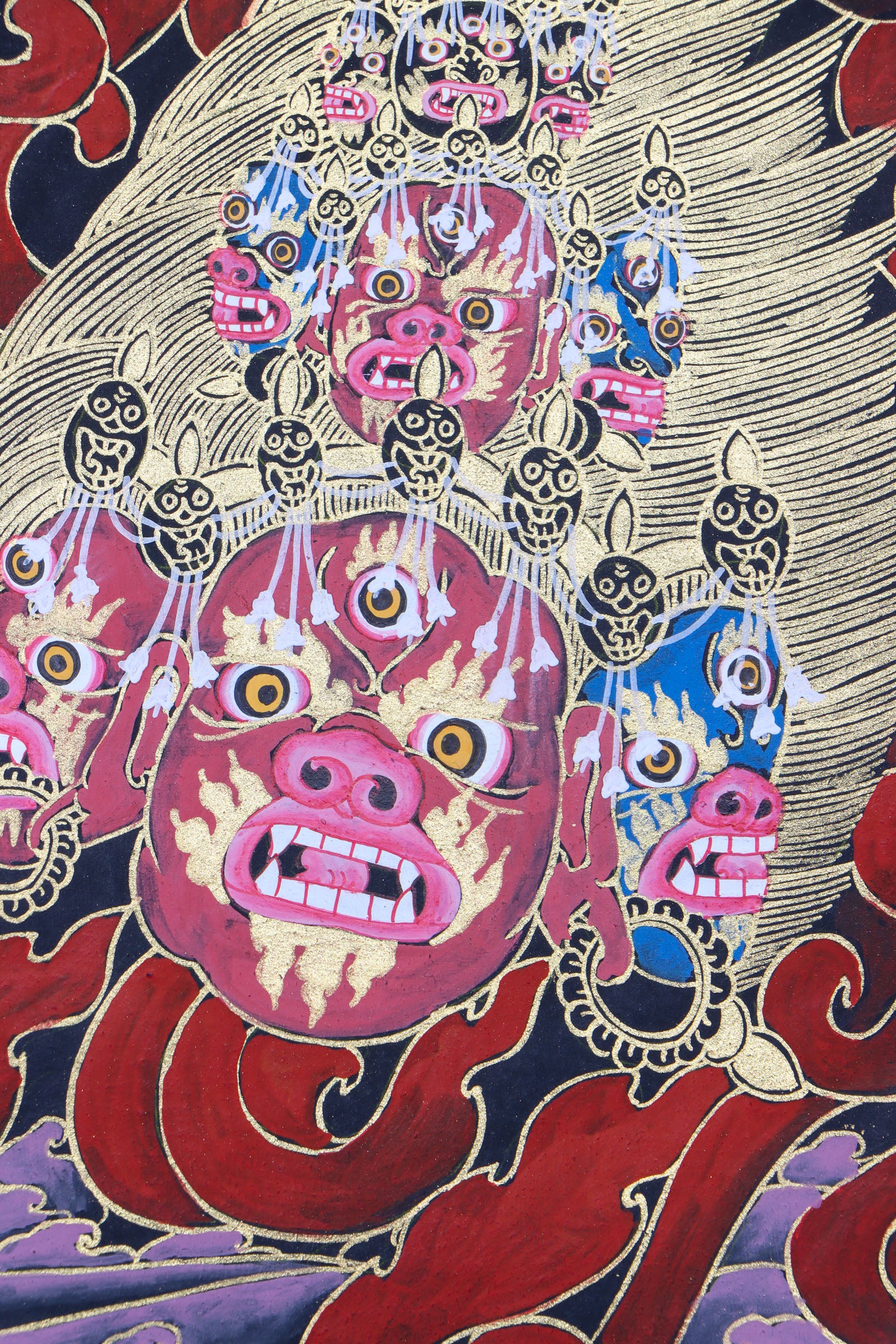 Yamantaka Head Thangka Painting for wall hanging decor.