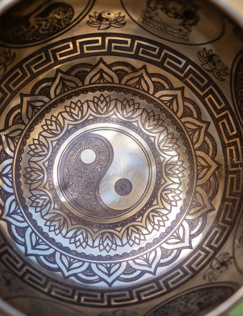 Yin Yang Fine Carving Singing Bowl - Tibetan Bowl.