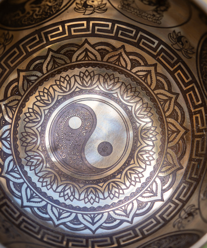 Yin Yang Fine Carving Singing Bowl - Tibetan Bowl.