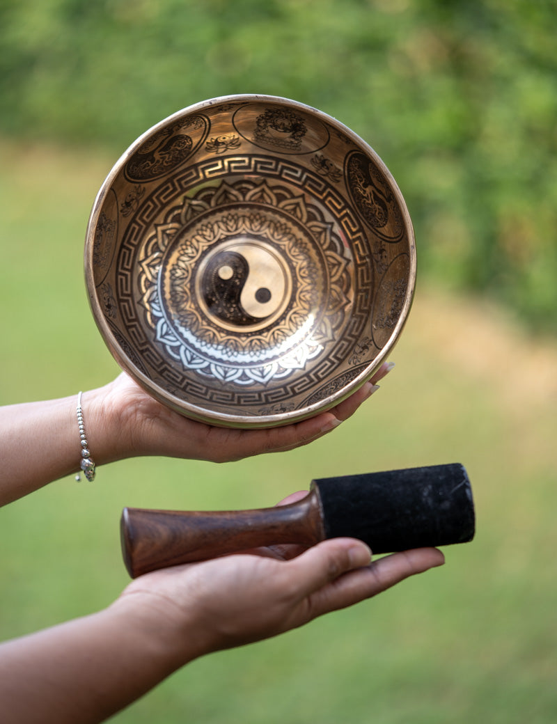 Yin Yang Fine Carving Singing Bowl - Tibetan Bowl.