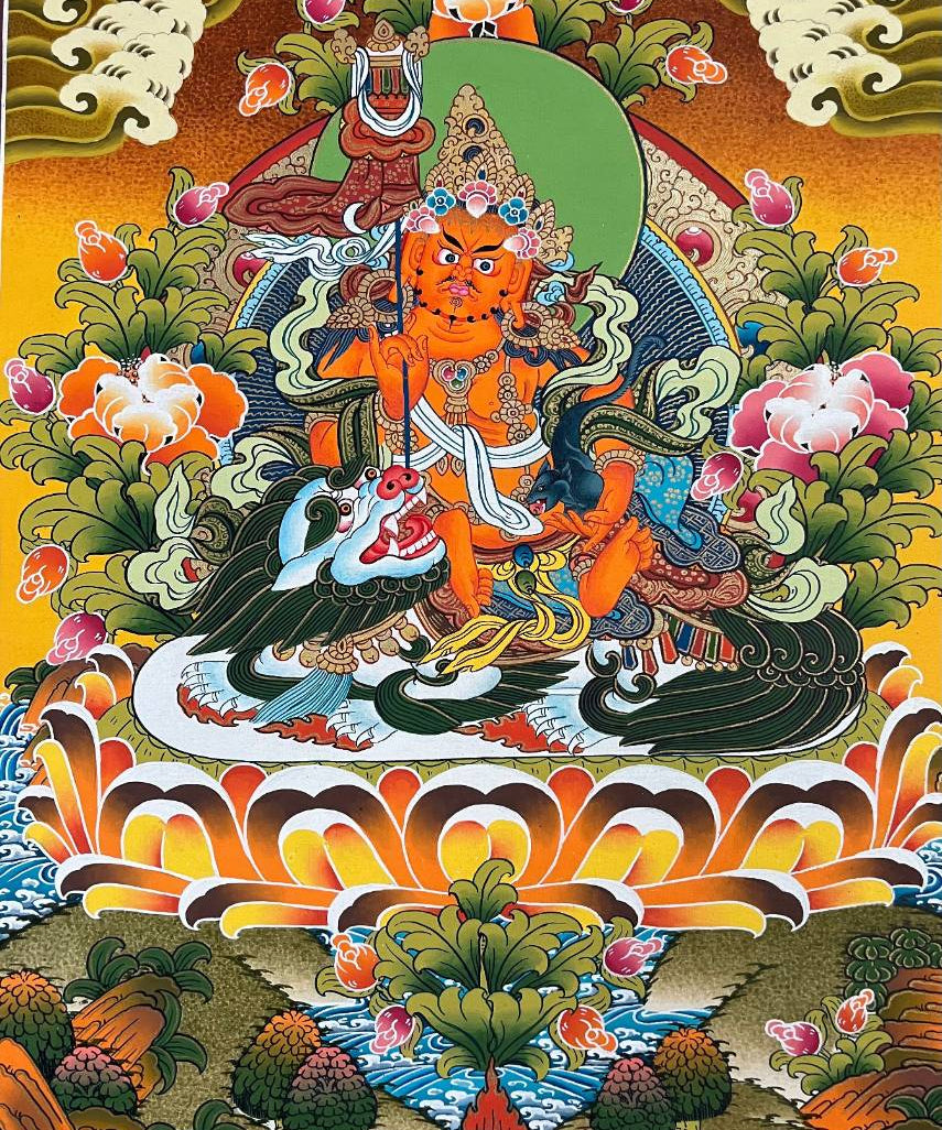 Zambala  on Snow Lion Thangka Painting