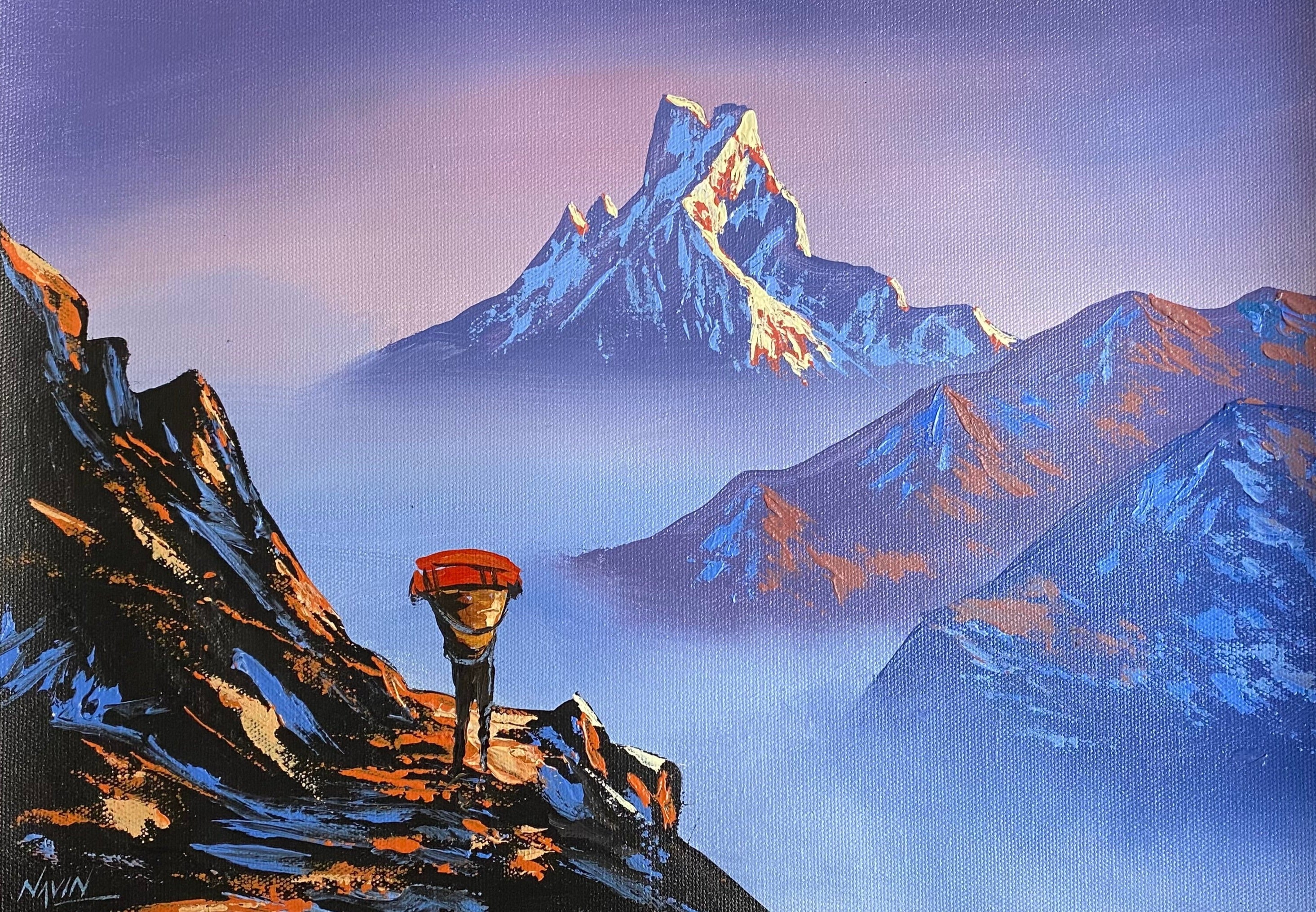 Oil Painting of Mount Machapuchre.