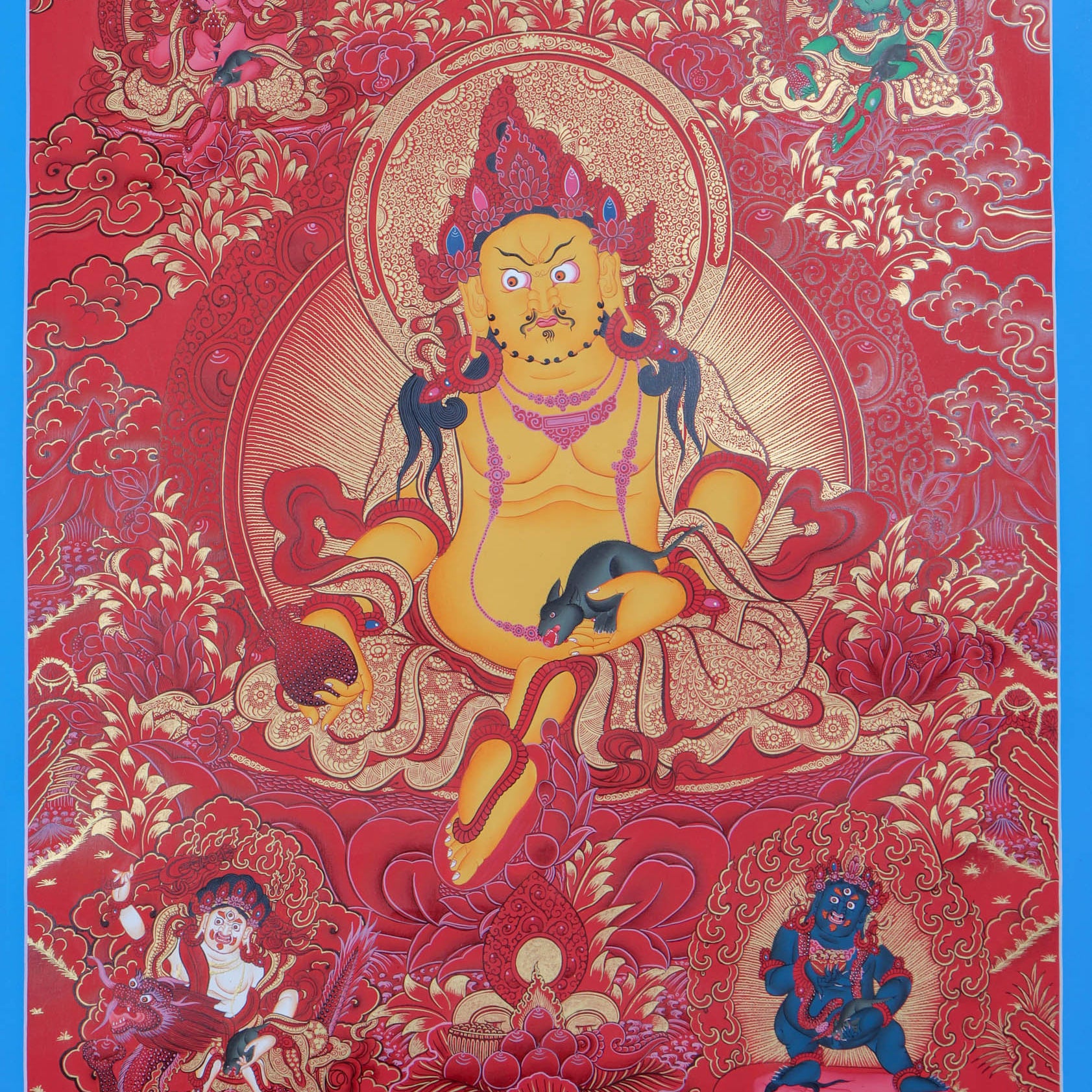 red and gold background Zambala Thangka Painting on canvas