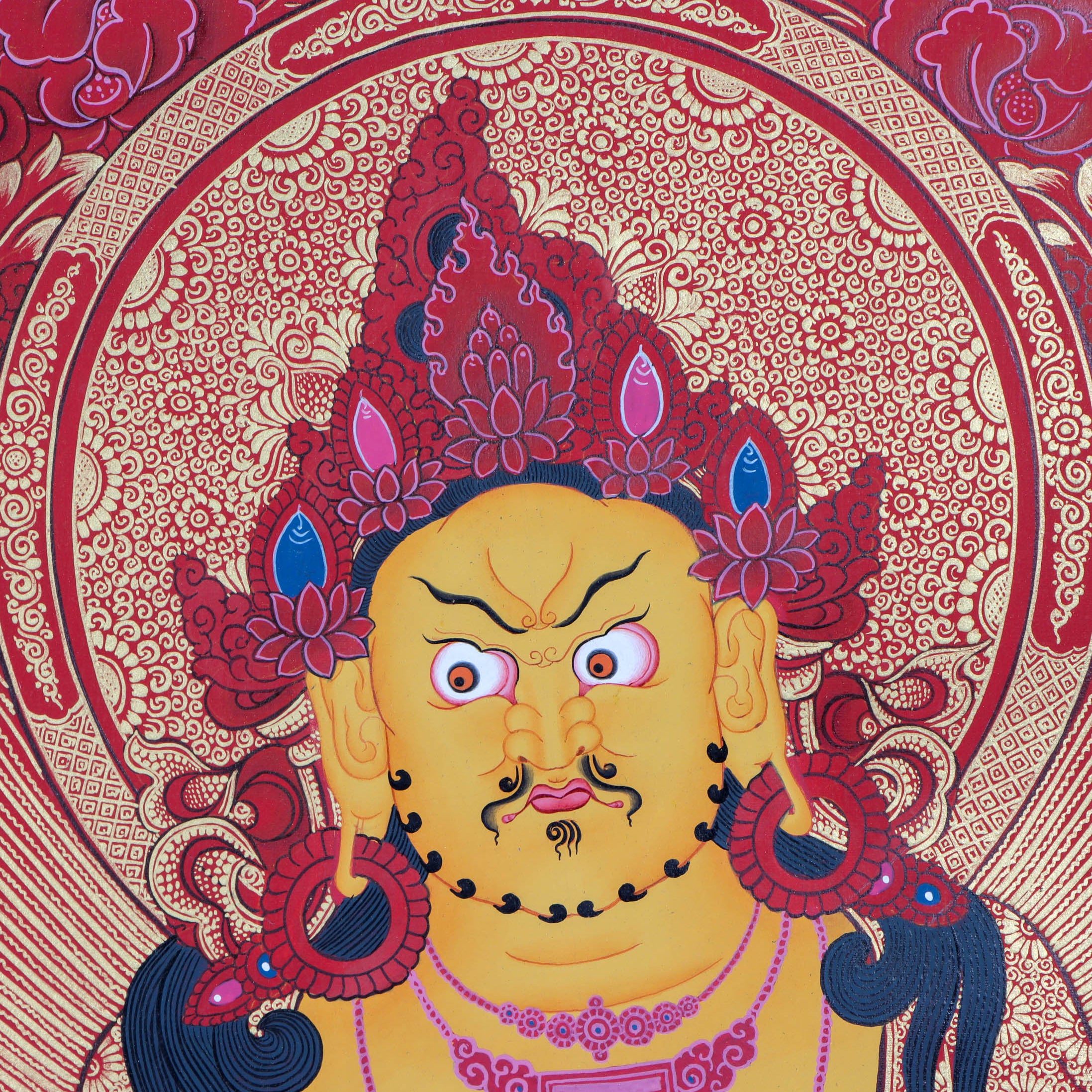 red and gold background Zambala Thangka Painting on canvas