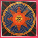 Handpainted Tibetan Mantra Mandala Thangka Painting.