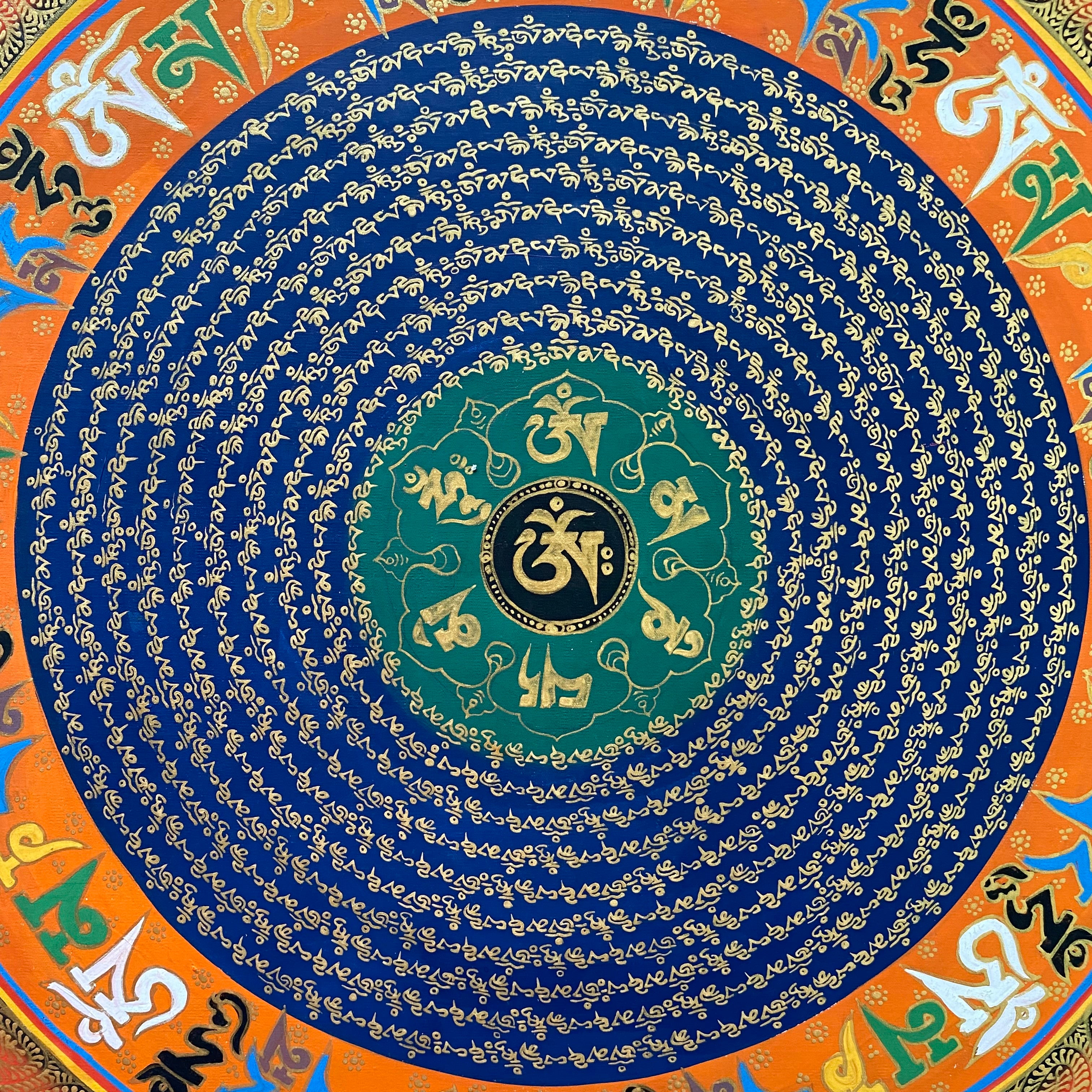 Mantra Mandala Thangka Painting for wall hanging decor.