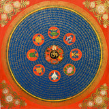  Mantra Mandala Thangka with 8 Auspicious Symbol.