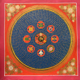  Mantra Mandala Thangka with 8 Auspicious Symbol.