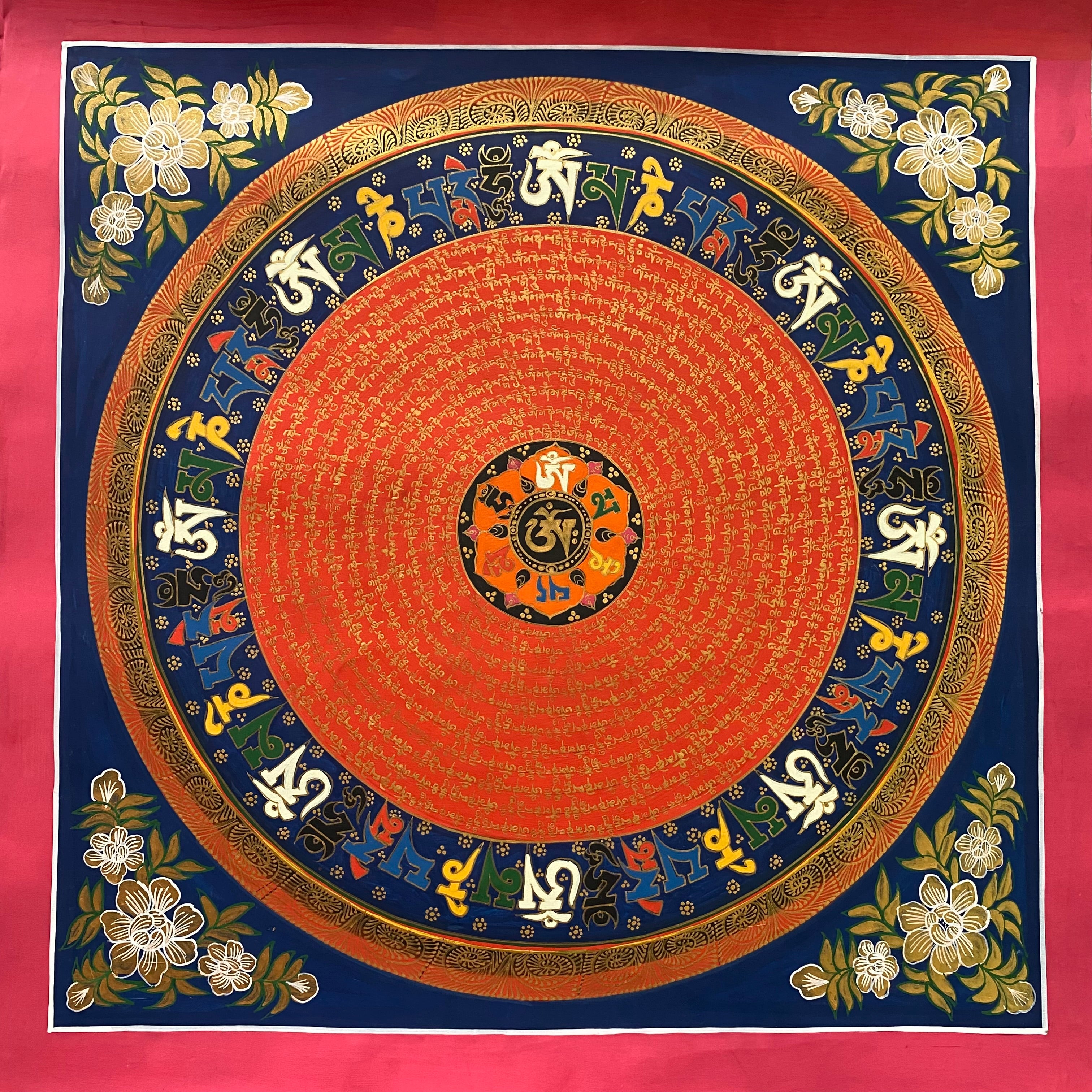 Mantra Mandala Thangka Painting - Buddhist Wall Hanging Decor