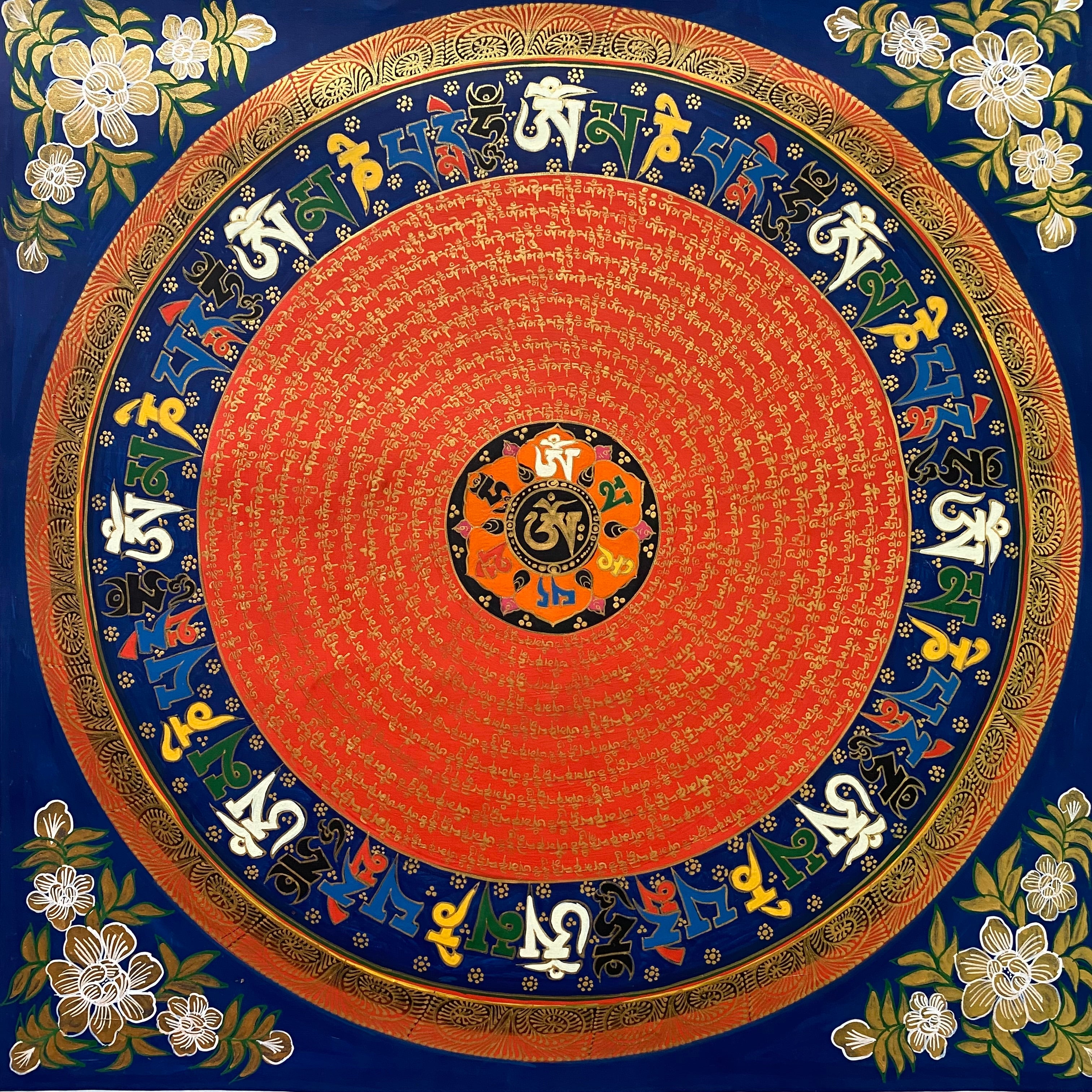 Mantra Mandala Thangka Painting - Buddhist Wall Hanging Decor