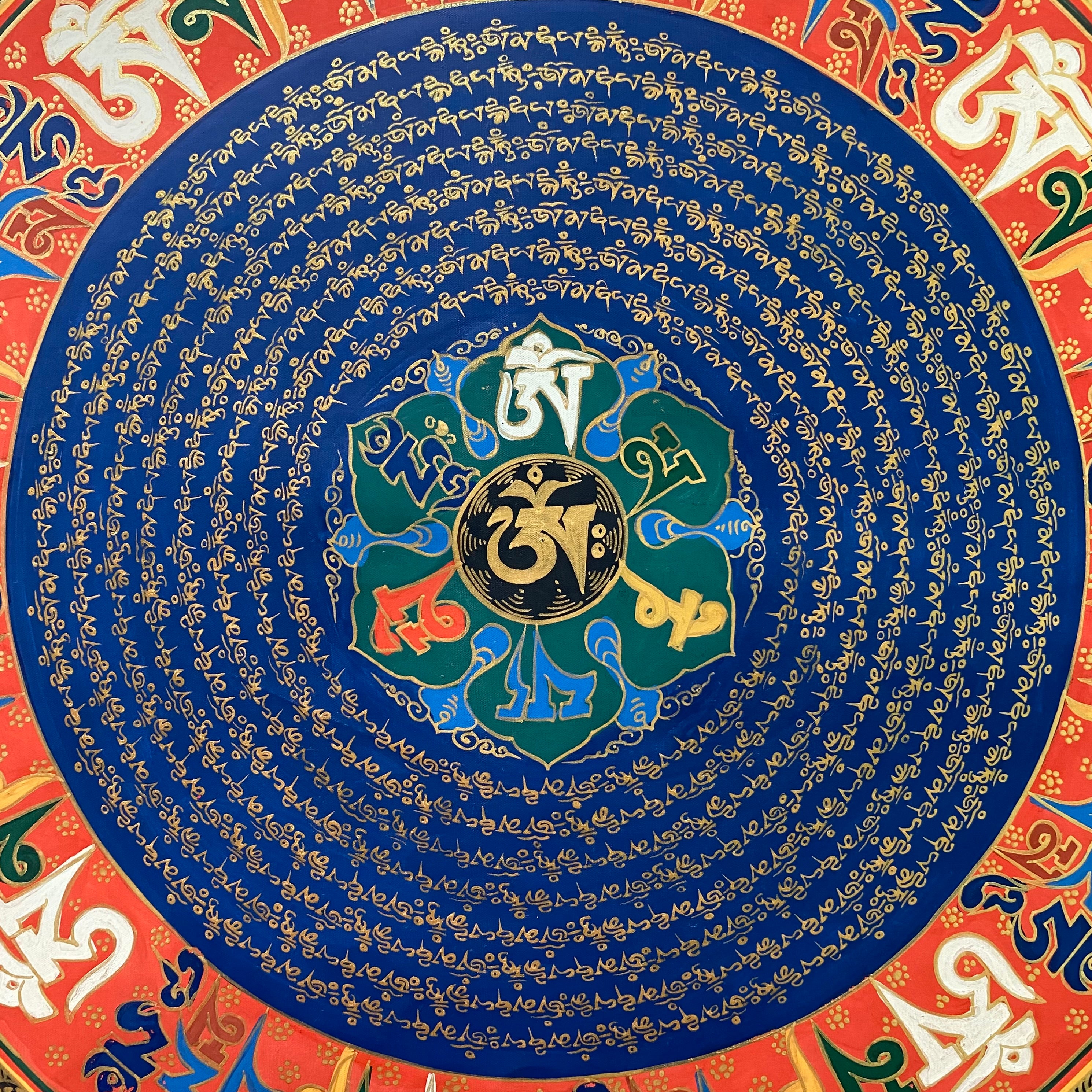 Mantra Mandala Thangka Painting - Handpainted Art