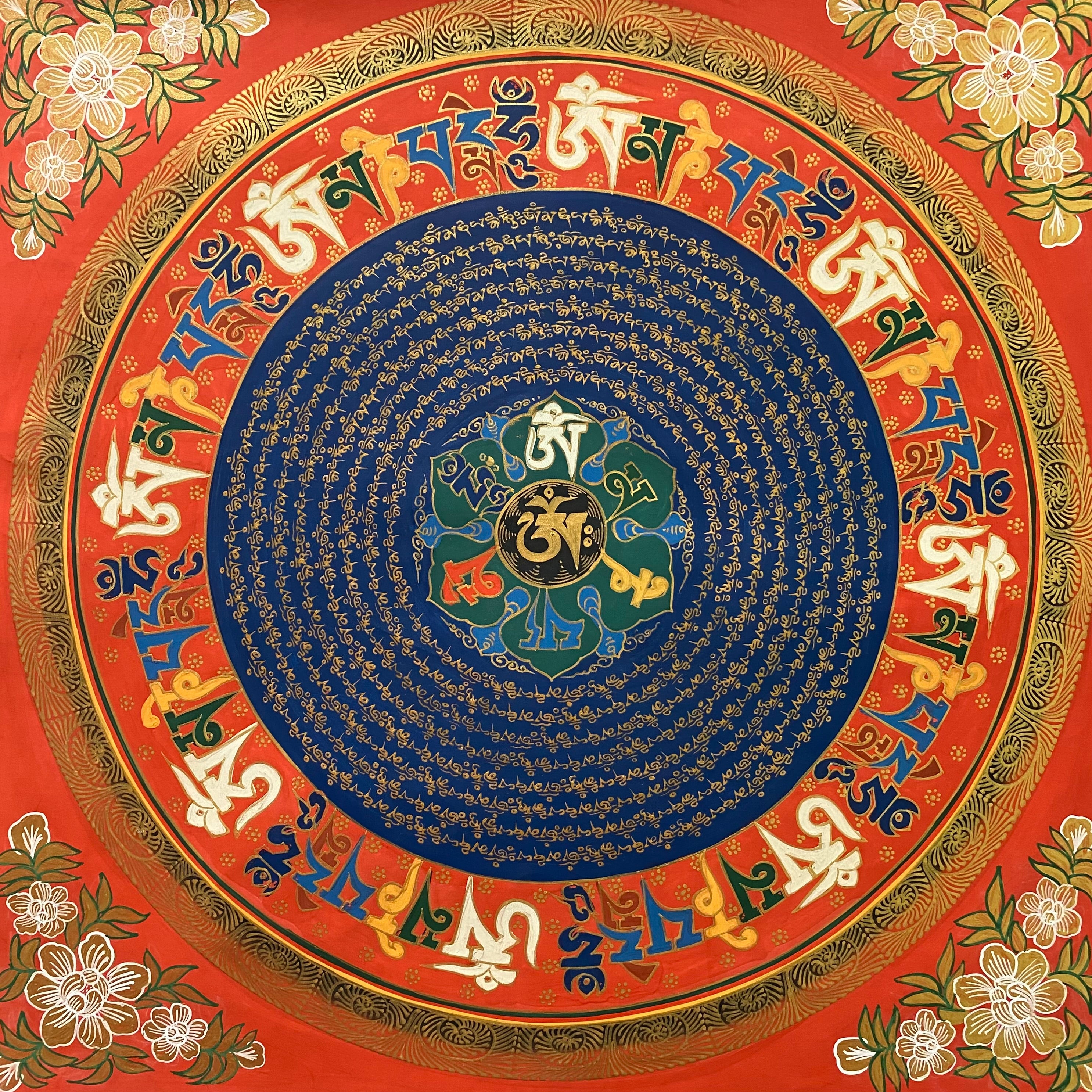 Mantra Mandala Thangka Painting - Handpainted Art