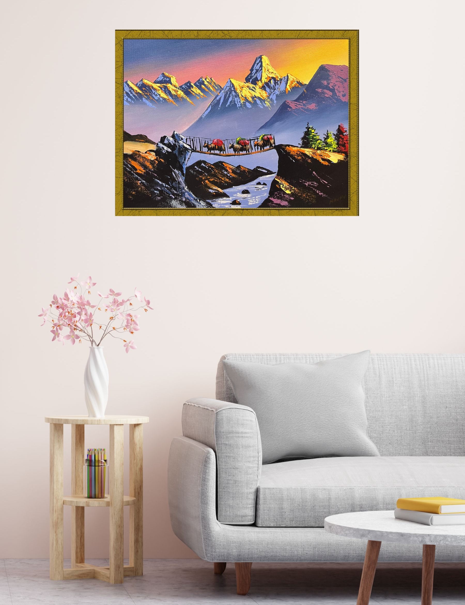 Oil Painting of Ama Dablam & Everest - Himalayas Shop