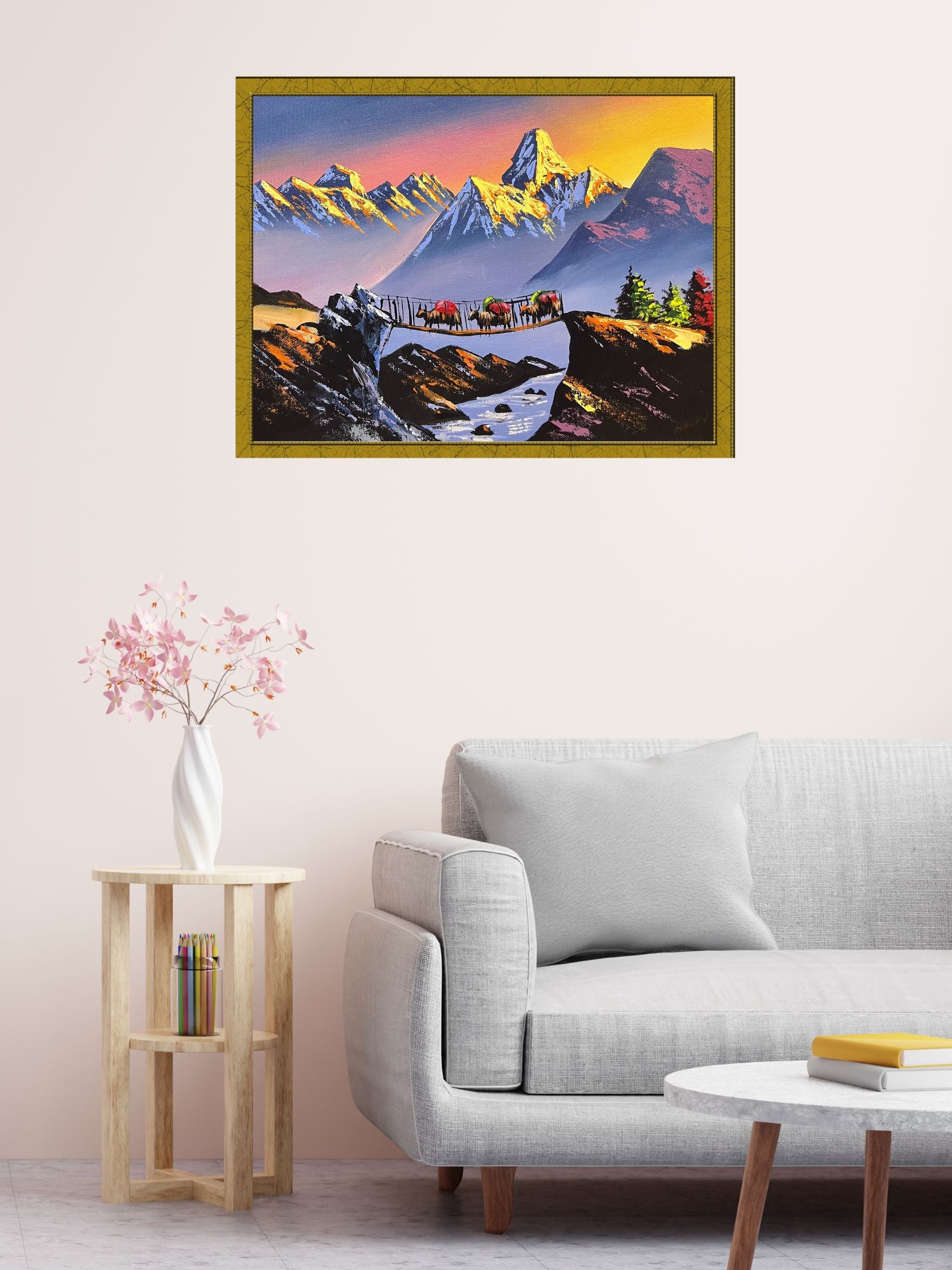 Oil Painting of Ama Dablam & Everest - Himalayas Shop