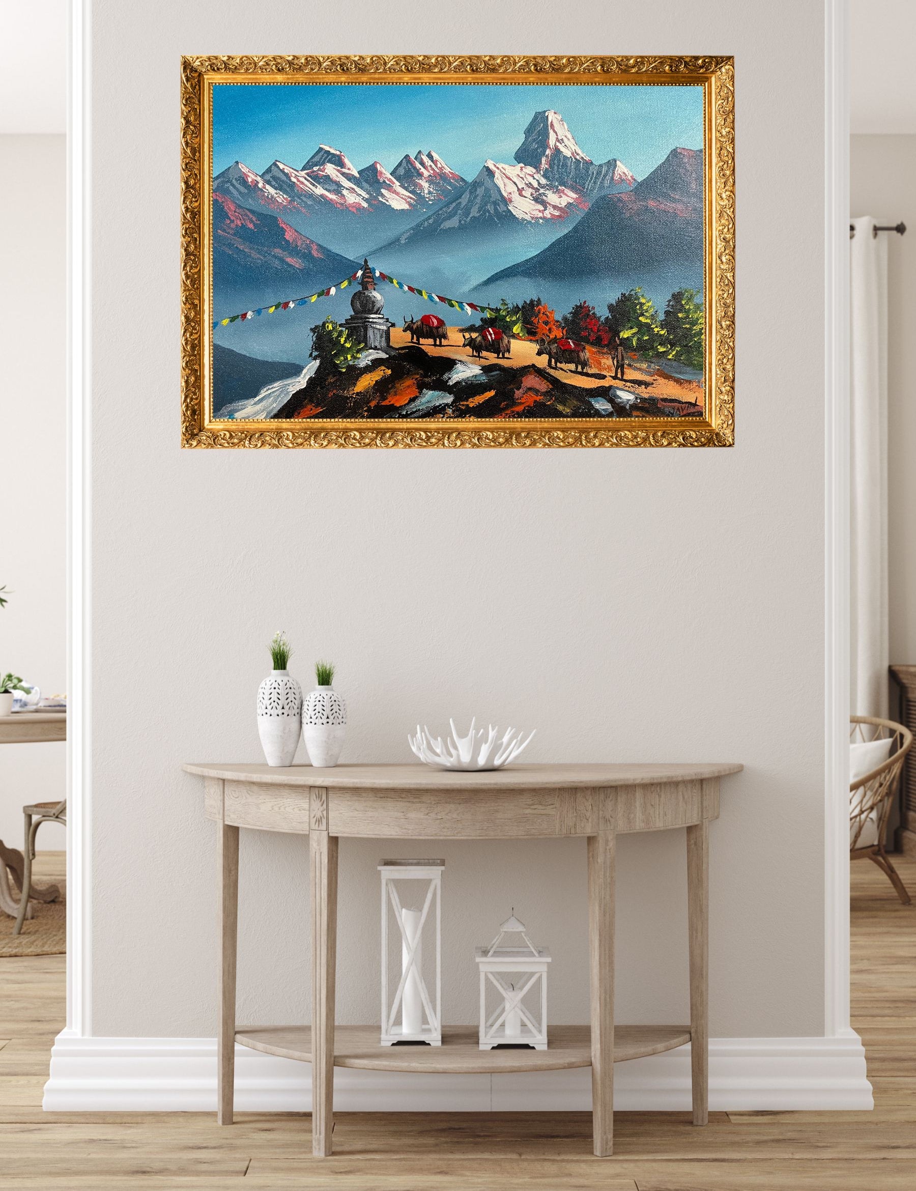 Mount Ama Dablam & Mount Everest Oil Painting