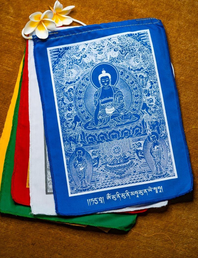 5 Buddha Prayer Flags for Yoga and meditation space