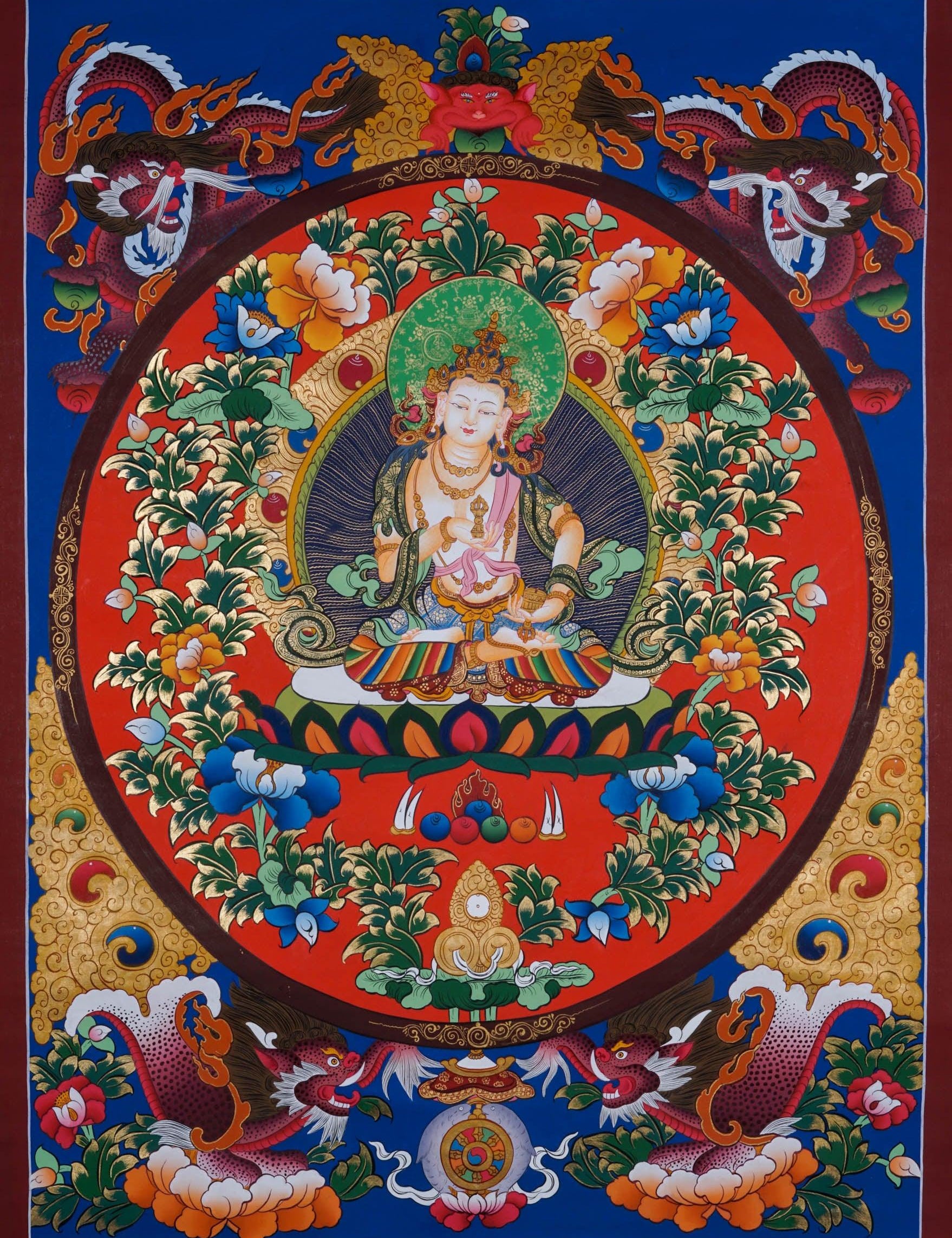 Bajrasattwa Thangka Painting - Best handpainted thangka painting - HimalayasShop