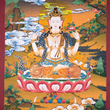 Chenrezig Thangka with 4 Arm - Himalayas Shop