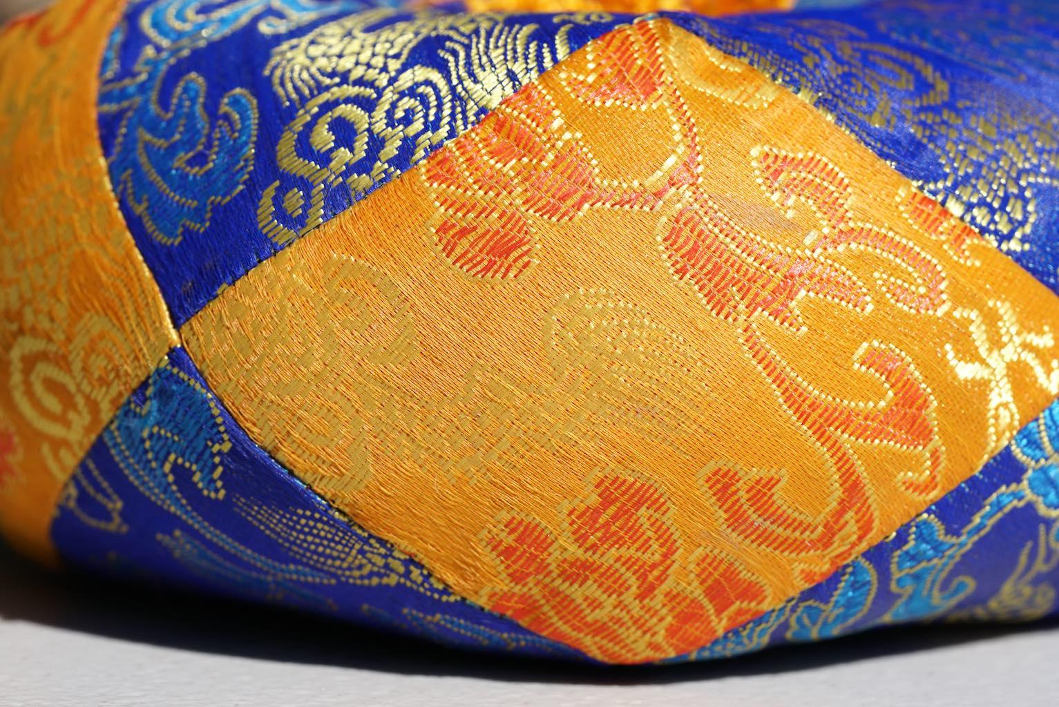 Singing bowl cushion hand embroidery in silk from Nepal