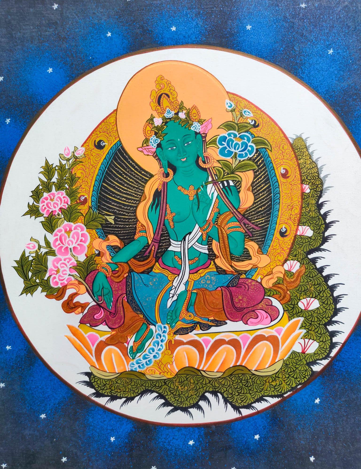 Cosmos Green Tara Thangka Painting