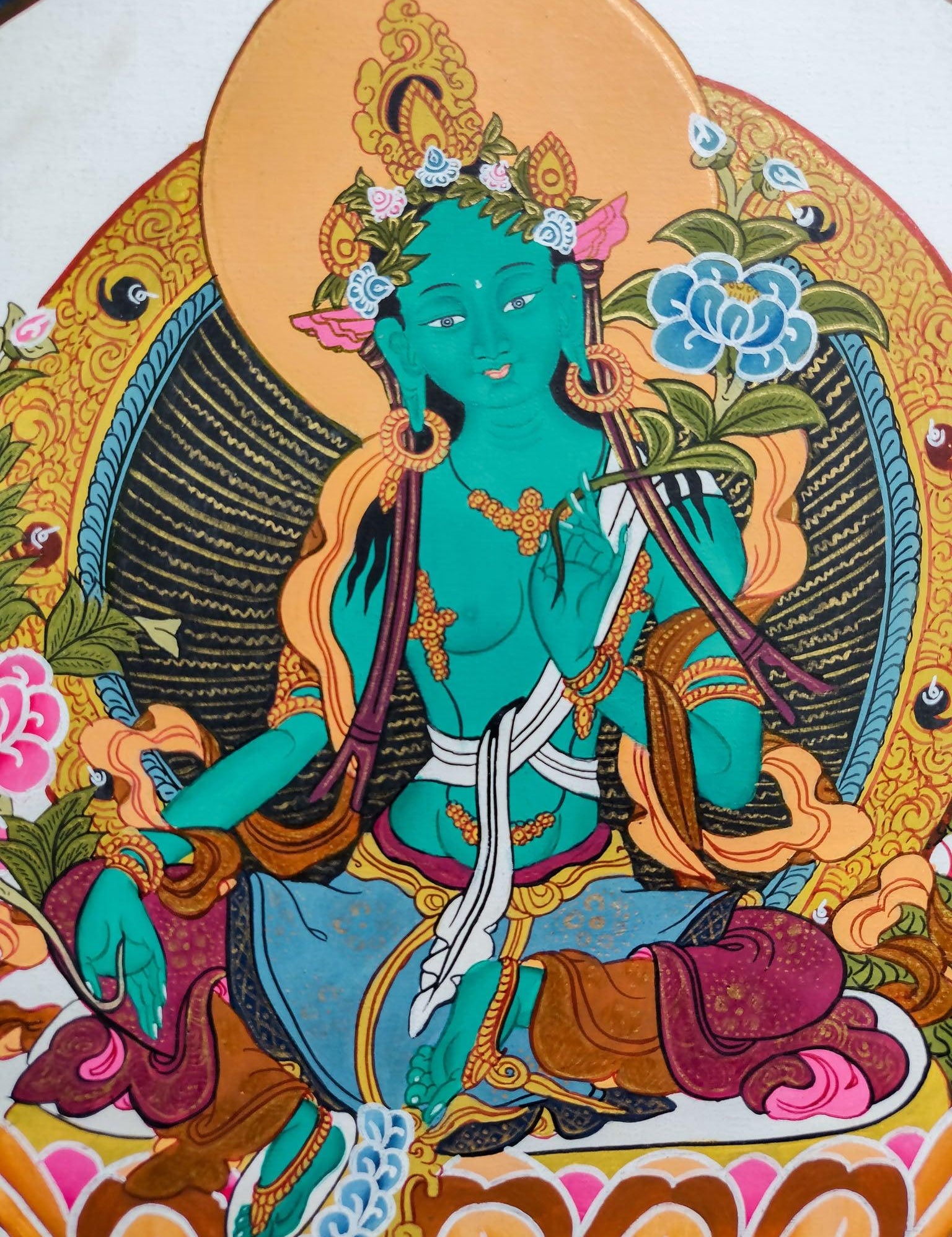 Cosmos Green Tara Thangka Painting