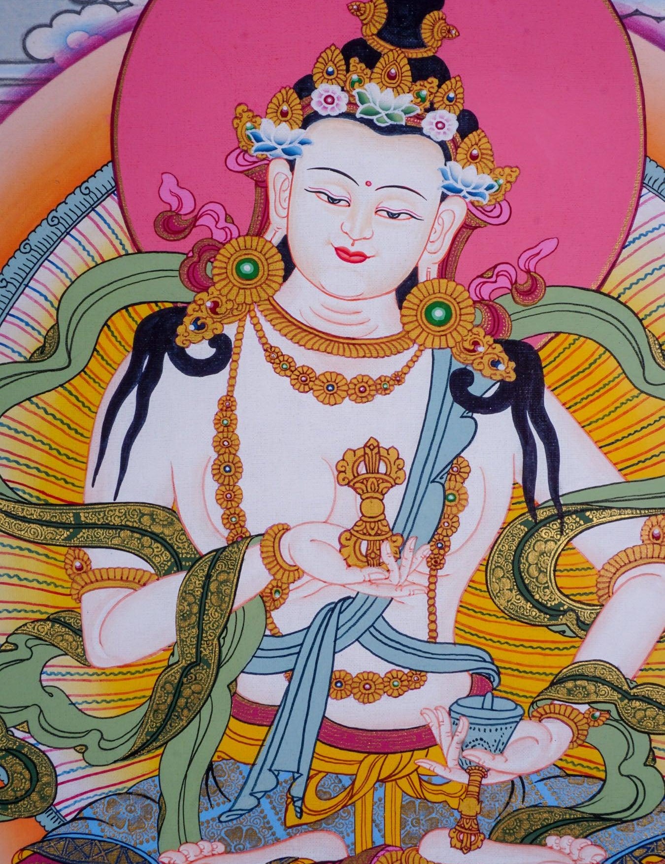 Tibetan thangka painting of Buddha - Vajrasattva Boddhisattva