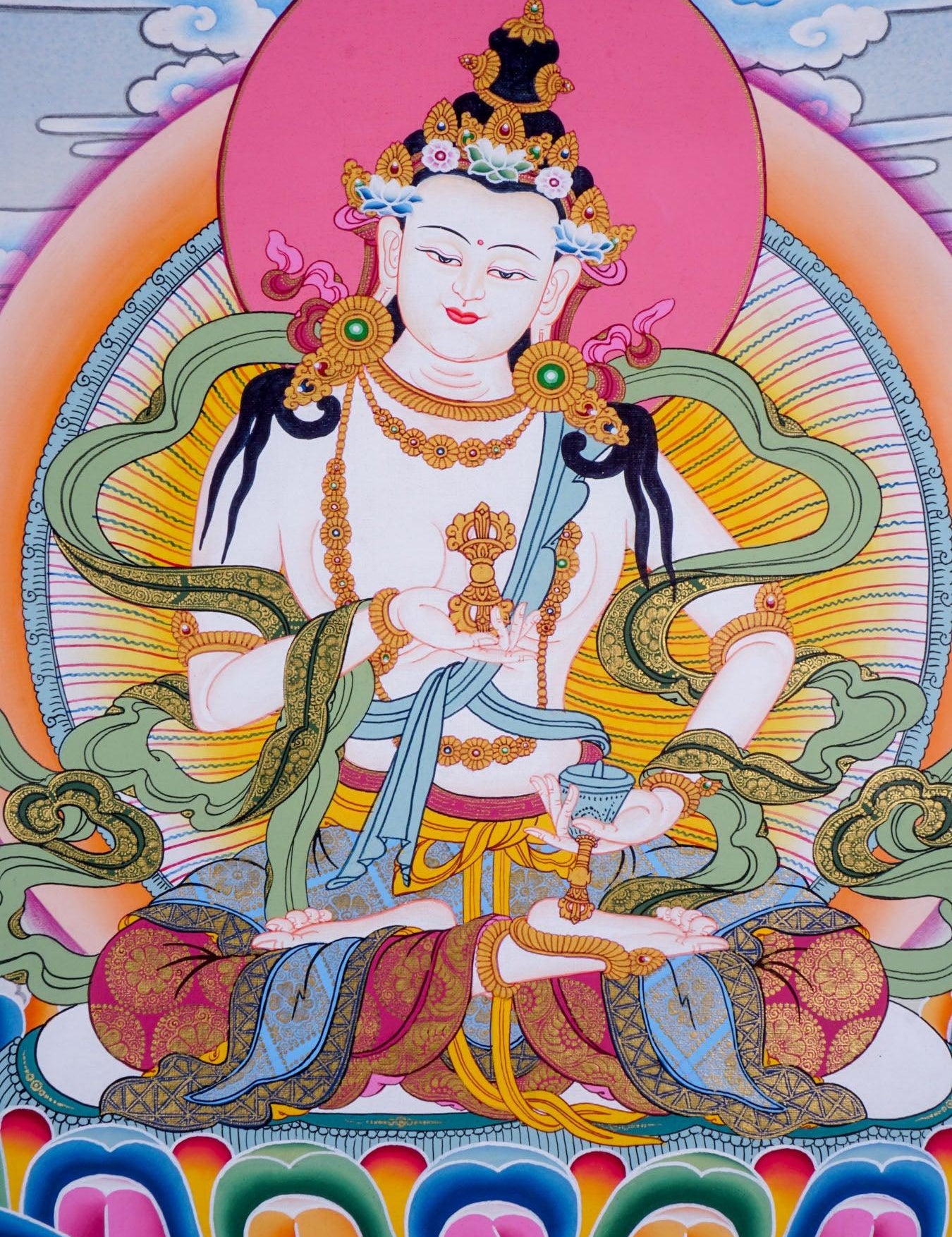 Tibetan thangka painting of Buddha - Vajrasattva Boddhisattva