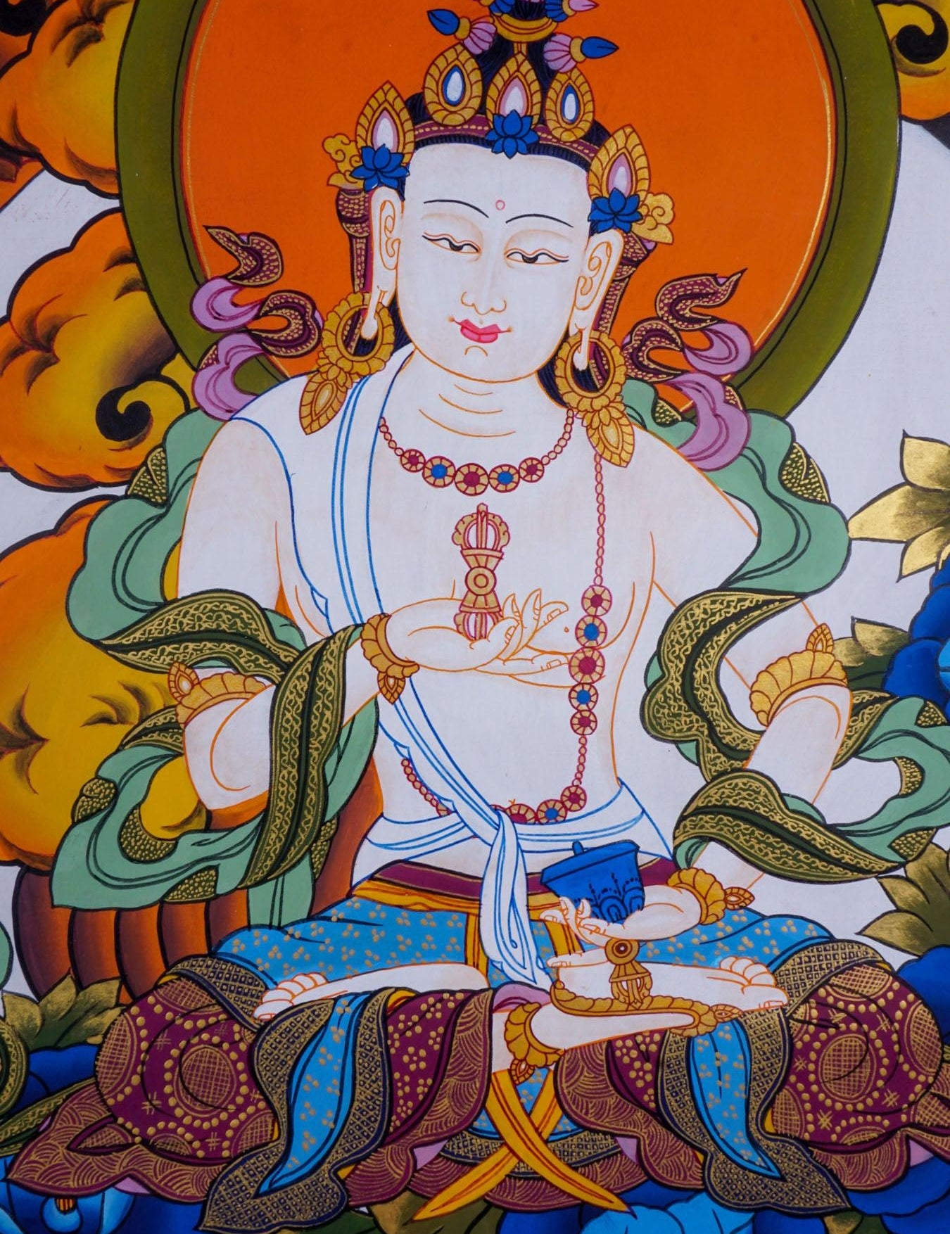 Tibetan Thangka art of Vajrasattva hand panting of Nepal on canvas for Buddhism ritual and meditation 