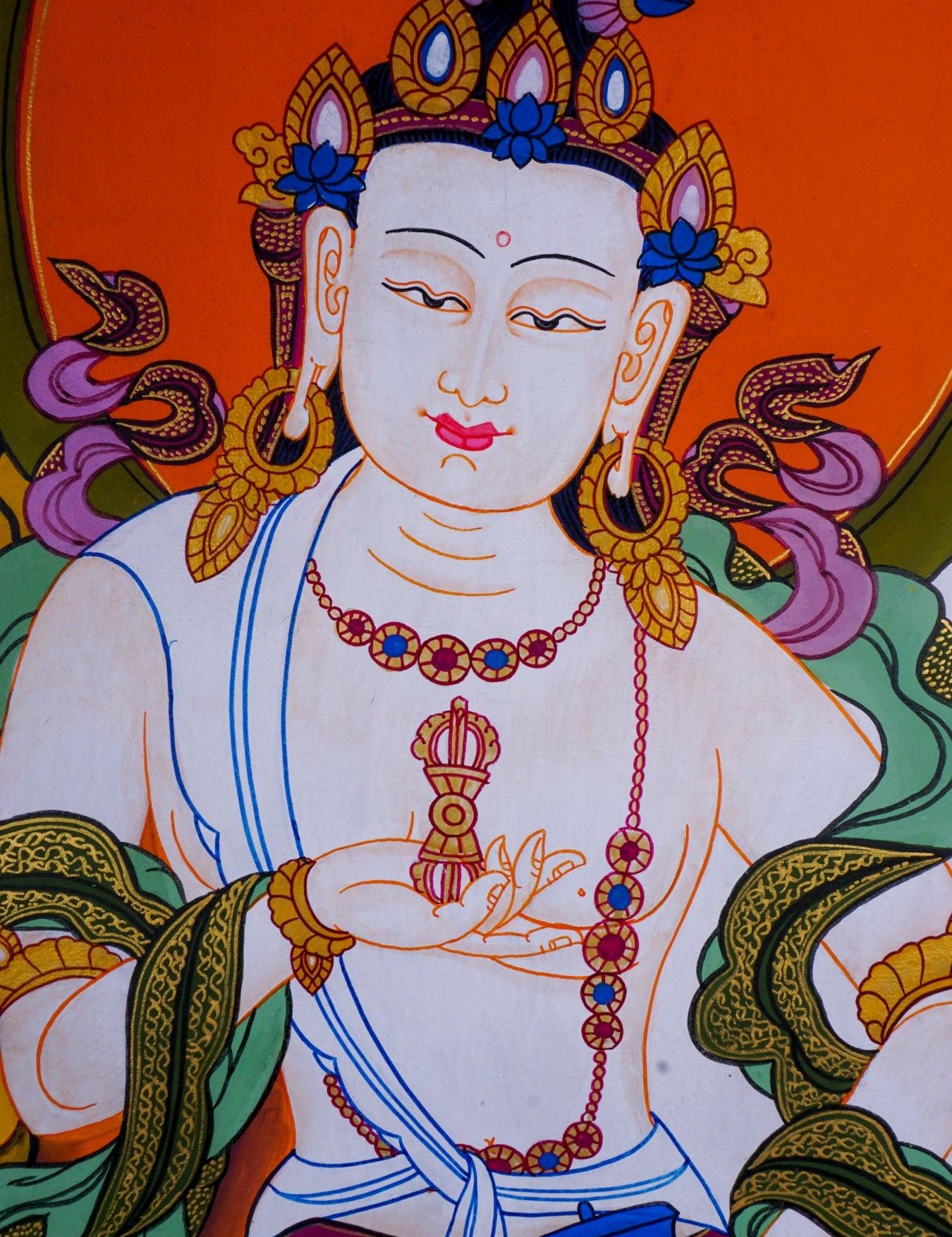 Tibetan Thangka art of Vajrasattva hand panting of Nepal on canvas for Buddhism ritual and meditation 