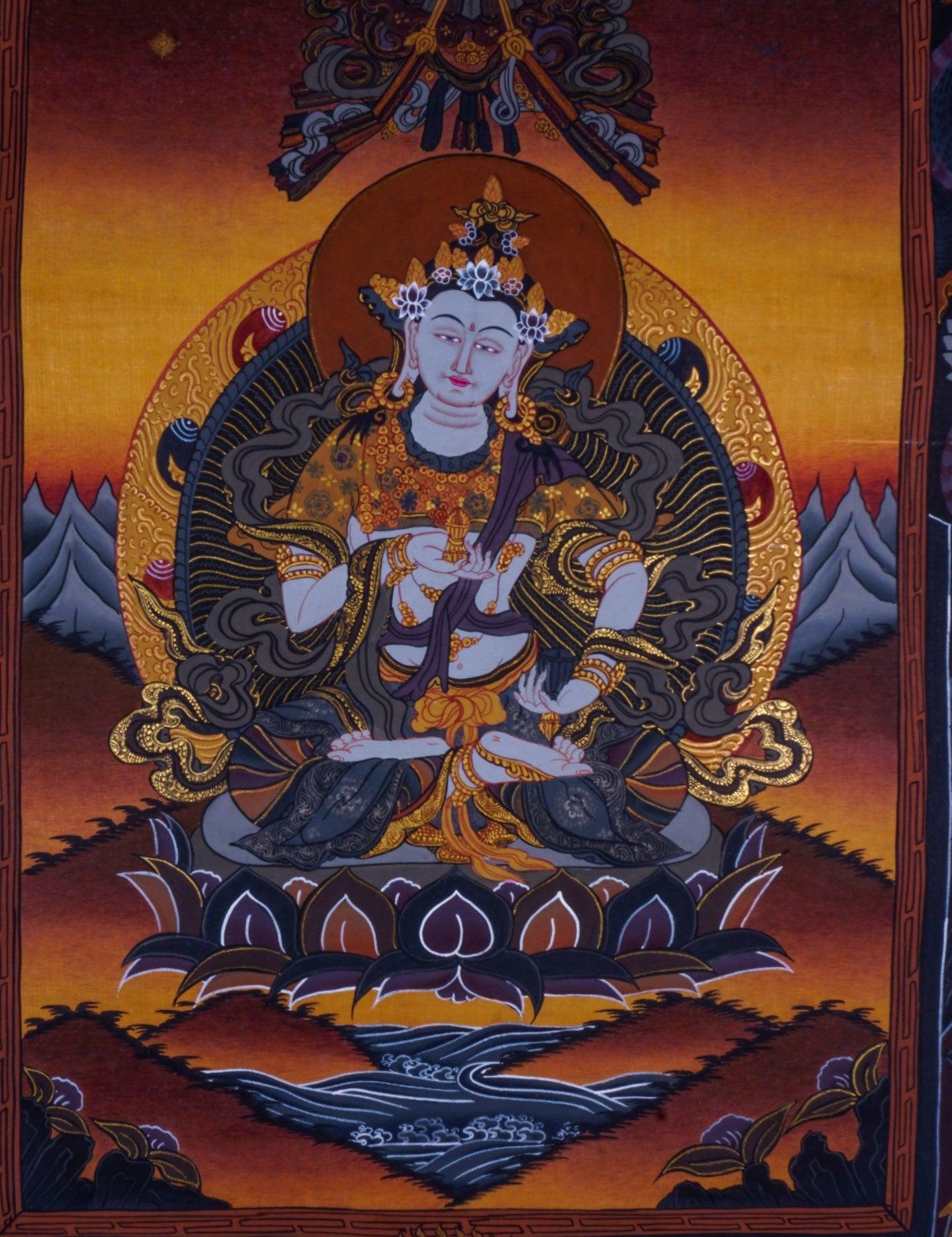 Vajrasattva tibetan thangka art on canvas- Buddhism deity 