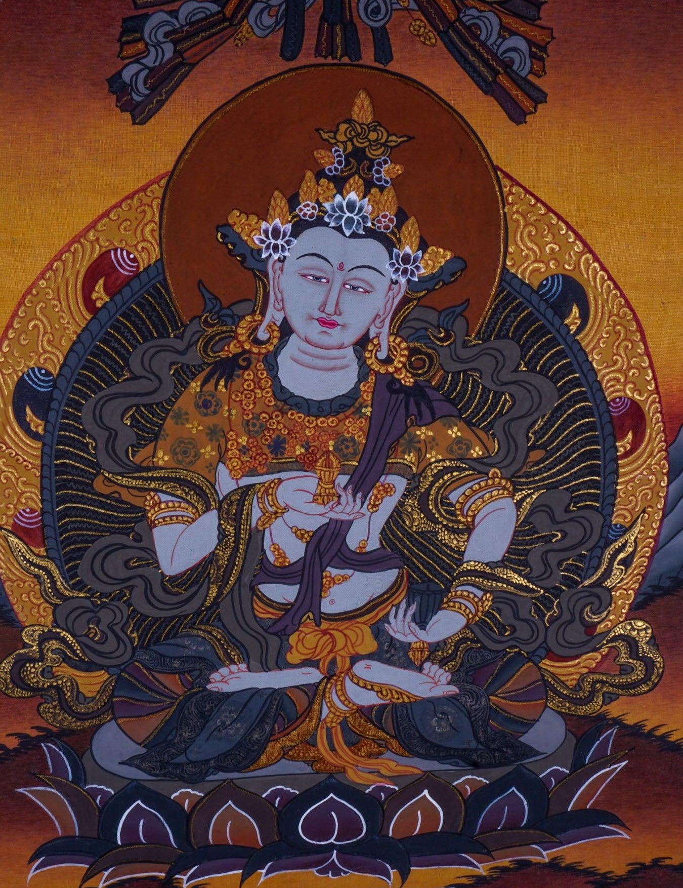 Vajrasattva tibetan thangka art on canvas- Buddhism deity 