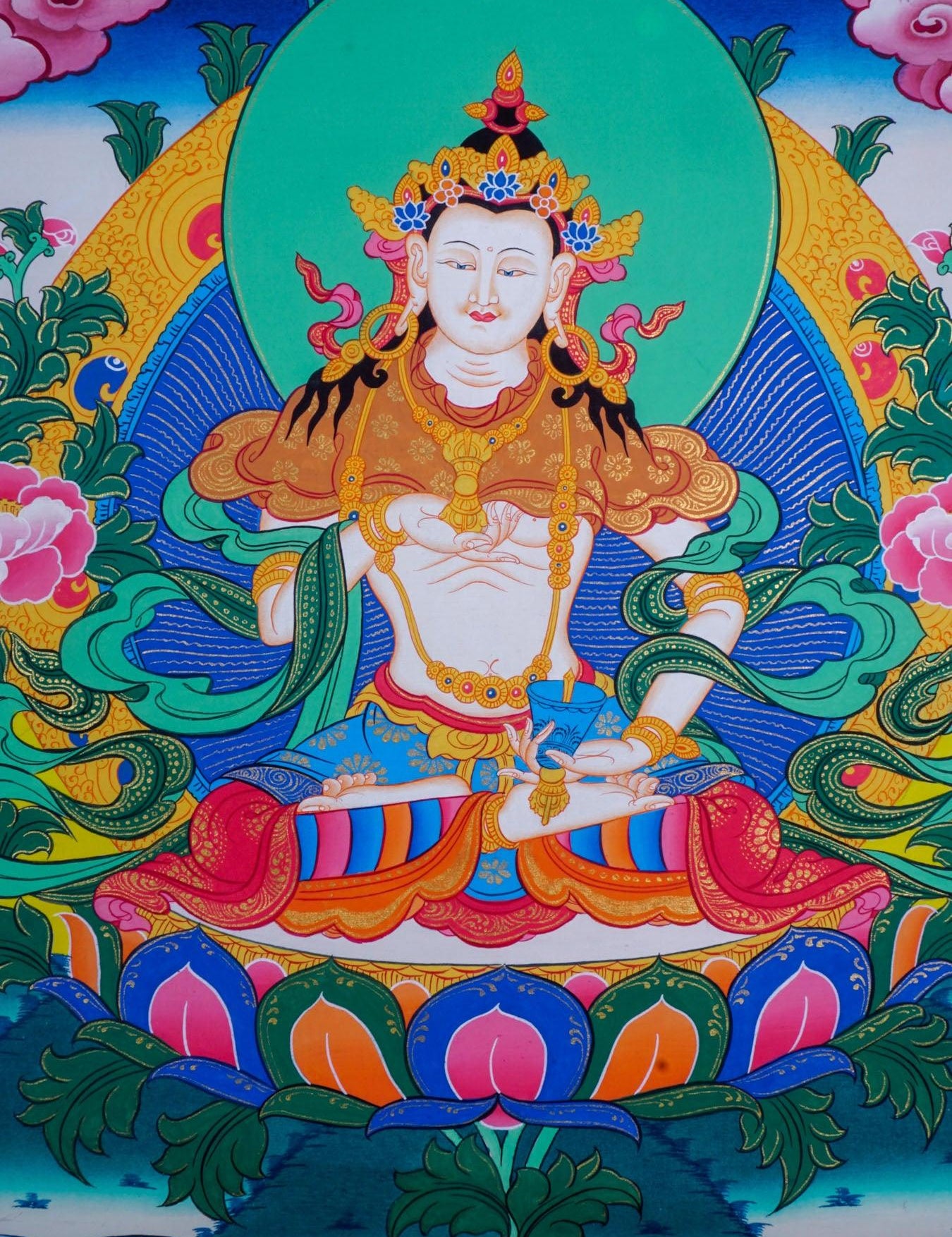 Vajrasattva tibetan thangka art for purification in tantric Buddhism