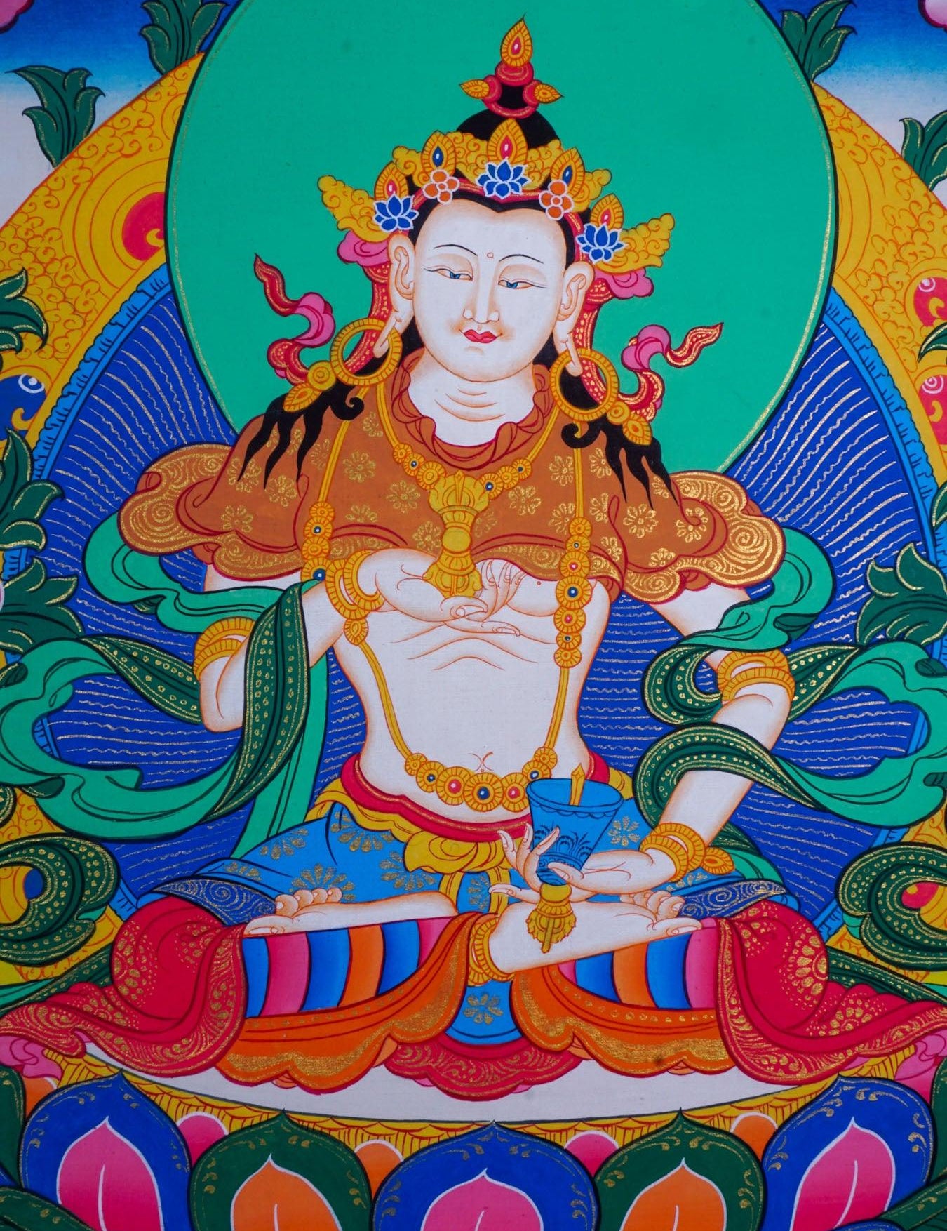 Vajrasattva tibetan thangka art for purification in tantric Buddhism