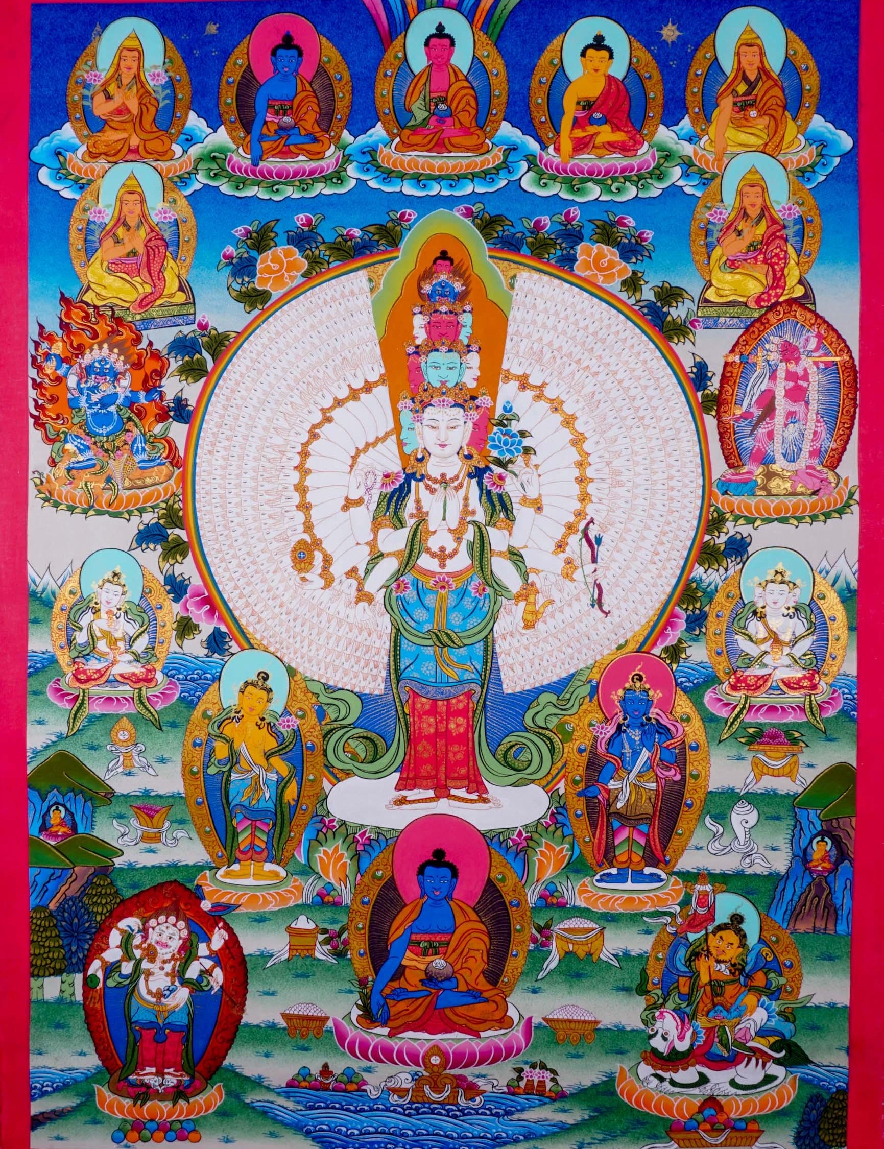 1000 Arm Avalokiteshvara with other Deities