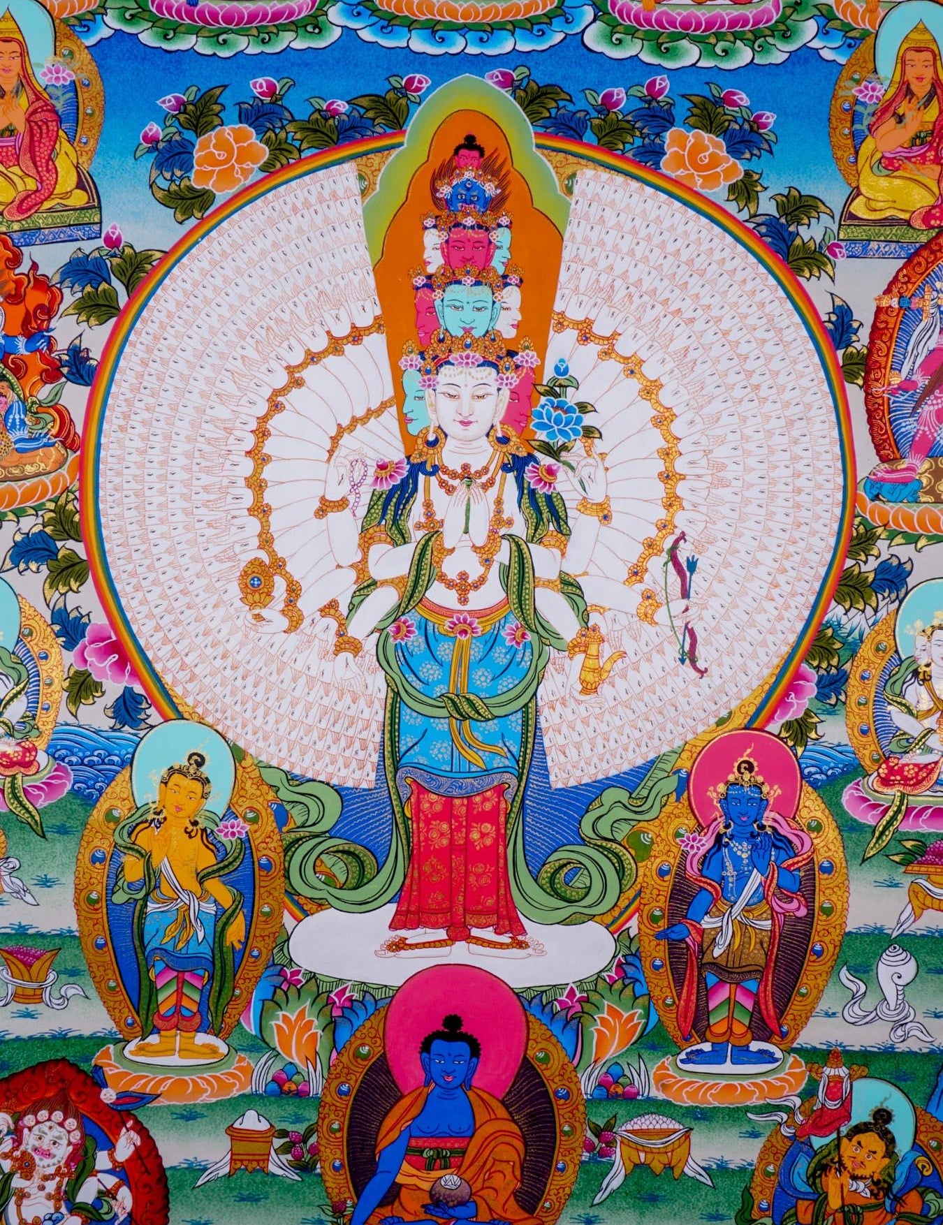 1000 Arm Avalokiteshvara with other Deities - Himalayas Shop