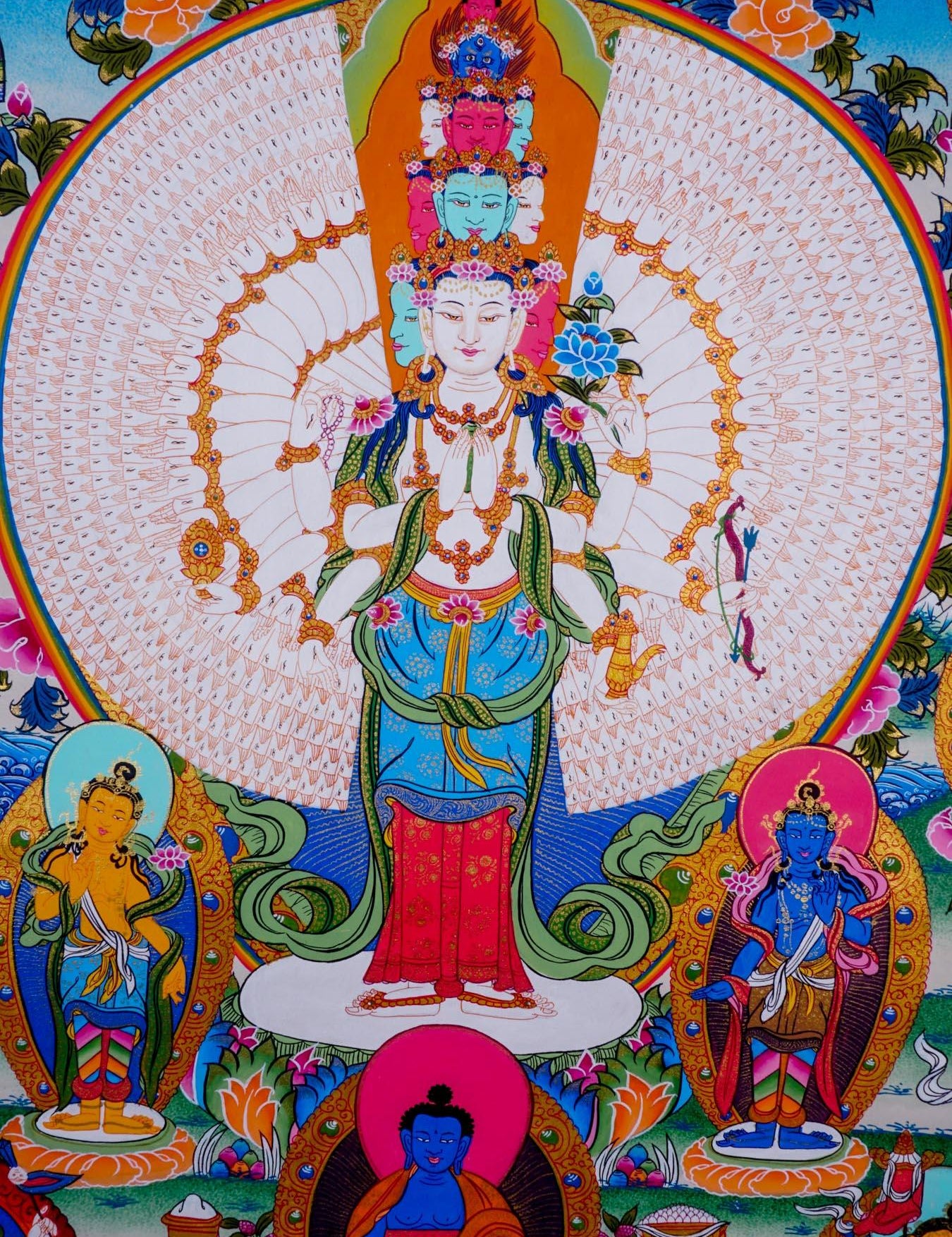 1000 Arm Avalokiteshvara with other Deities - Himalayas Shop