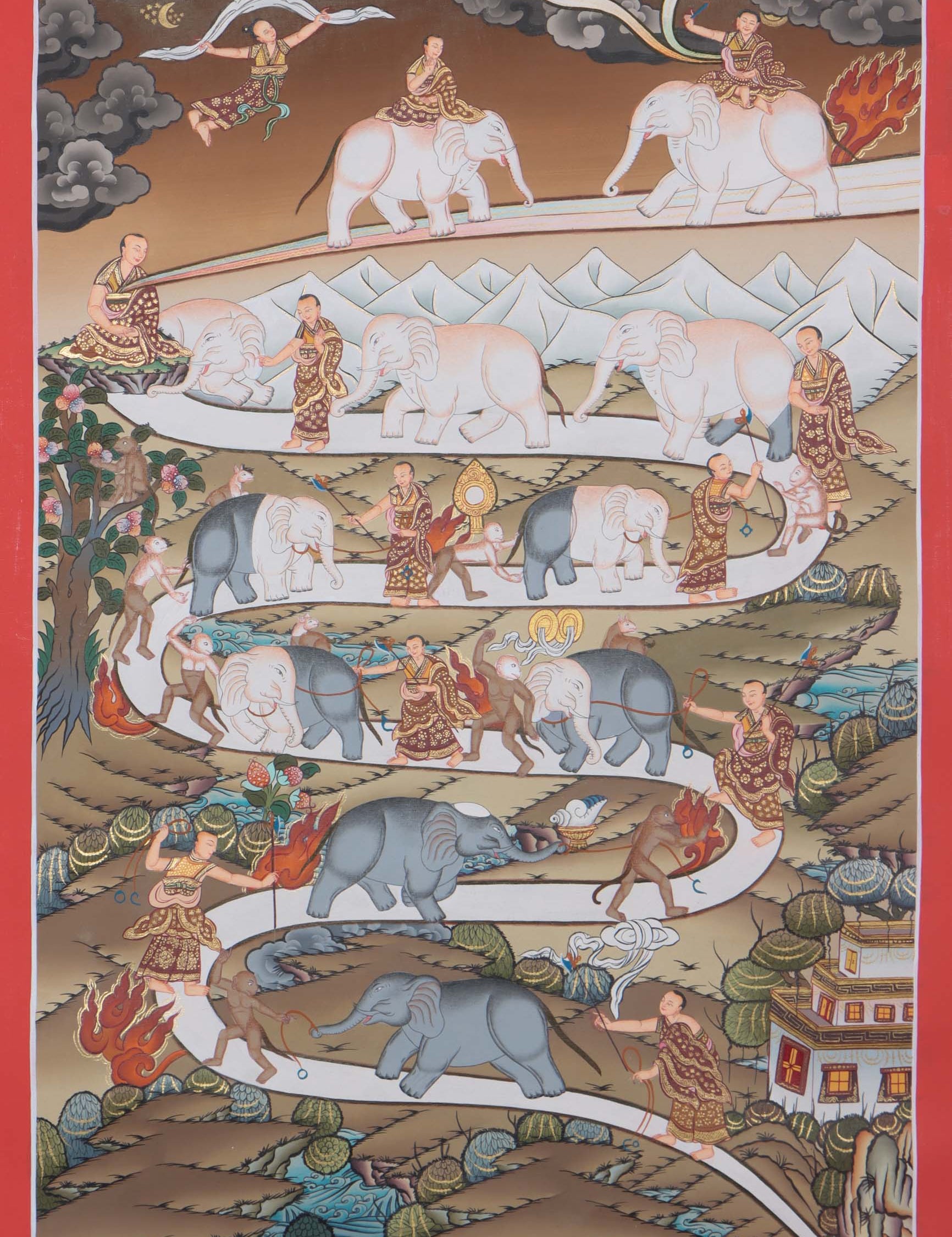 Way to Heaven Thangka Painting - Path to enlightenment - Himalayas Shop 