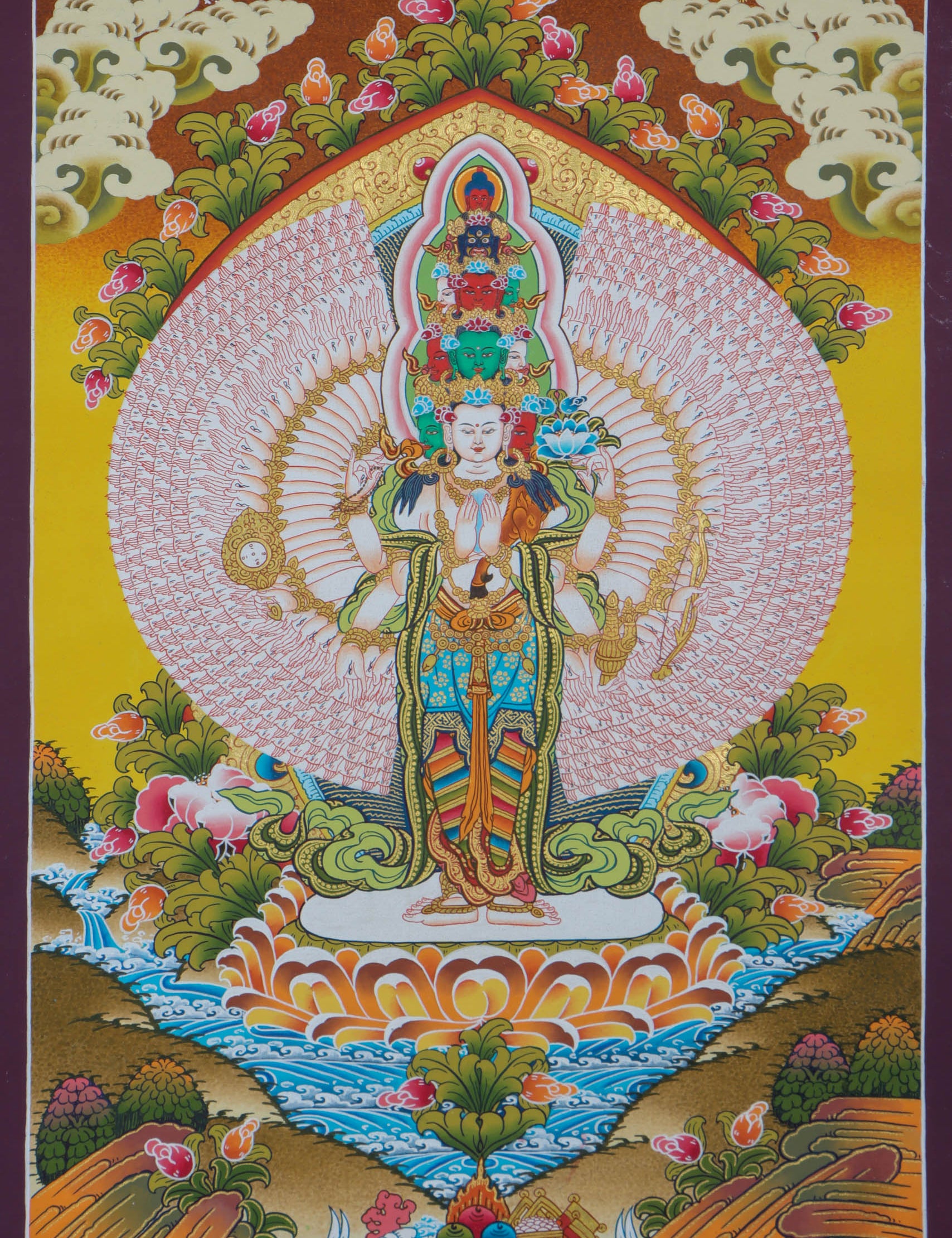 1000 Arms Avalokiteshvara Thangka Painting - Himalayas Shop