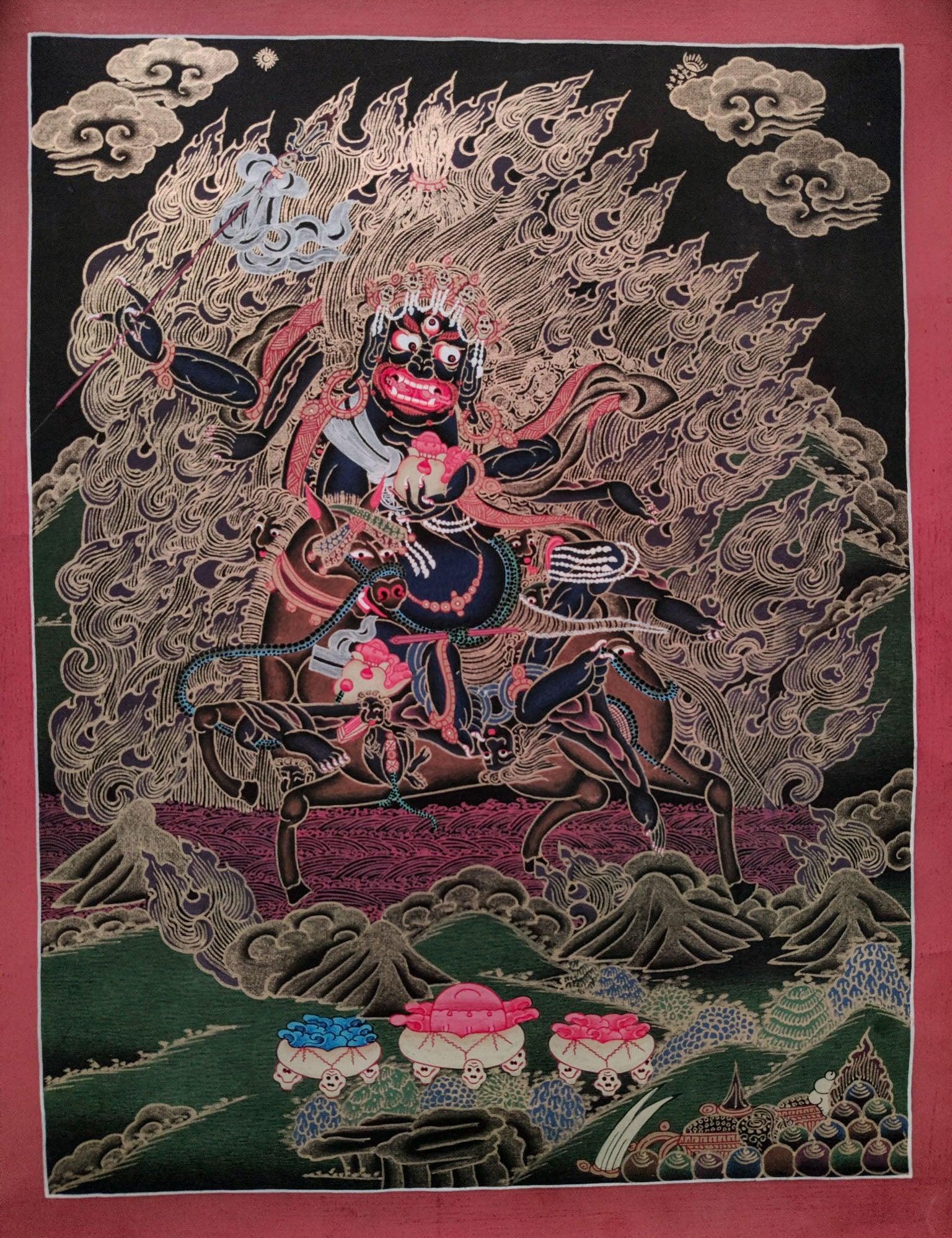 Palden Lhamo thangka painting for wall hanging