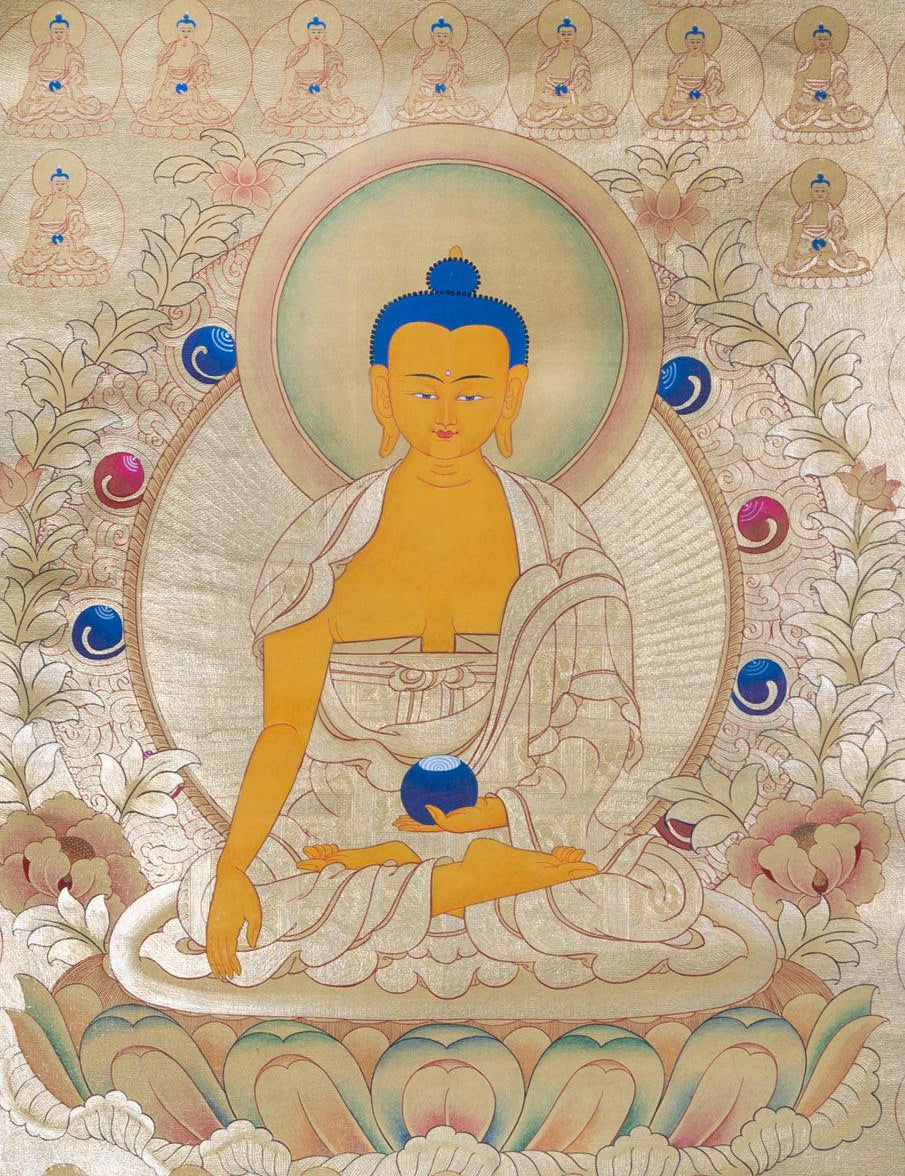 108 Buddha Thangka painting on cotton Canvas with 24 K Gold. A master piece Tibetan Thangka art from Nepal. 