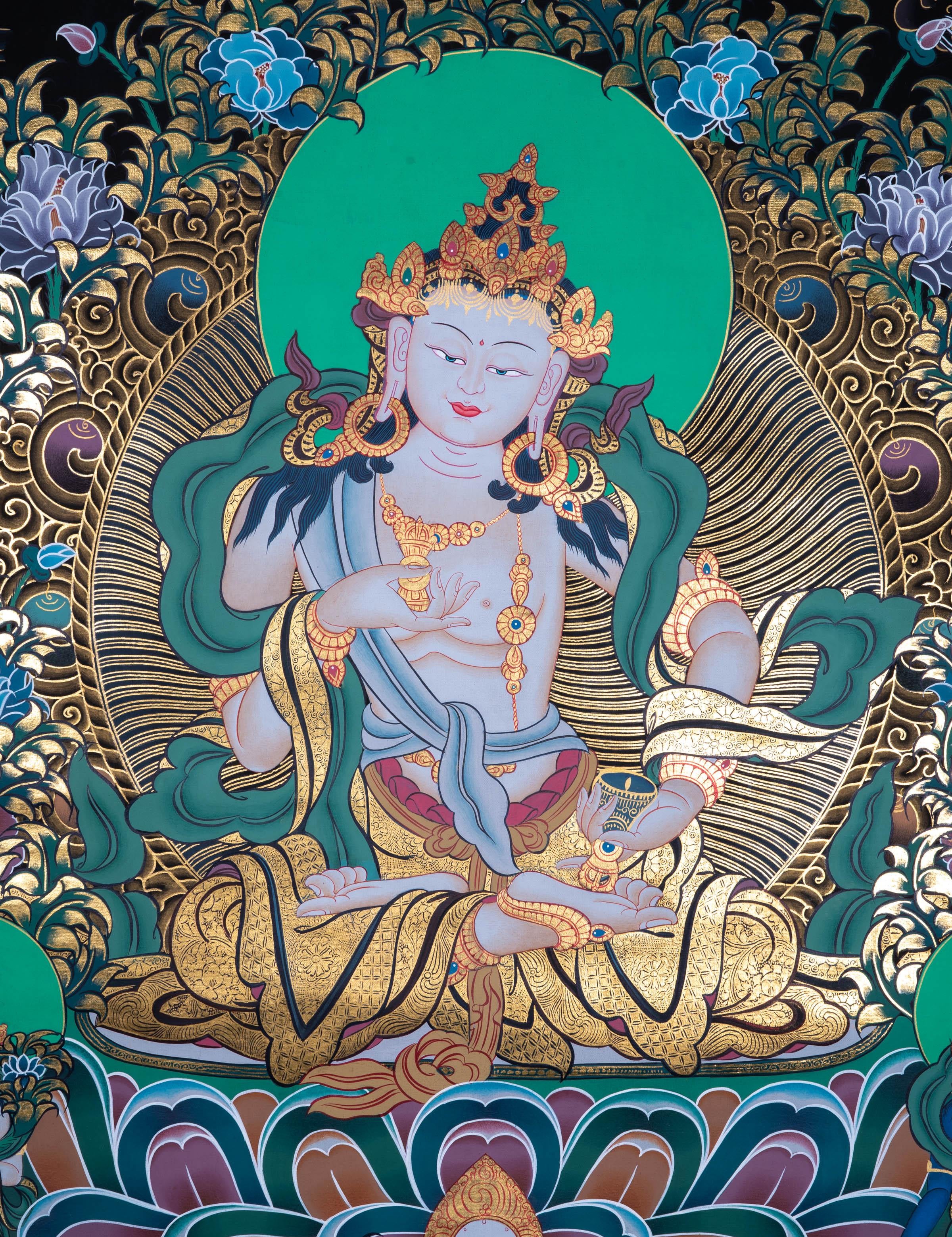 Tibetan Thangka art - Vajrasattva ,the Purifier - Himalayas Shop