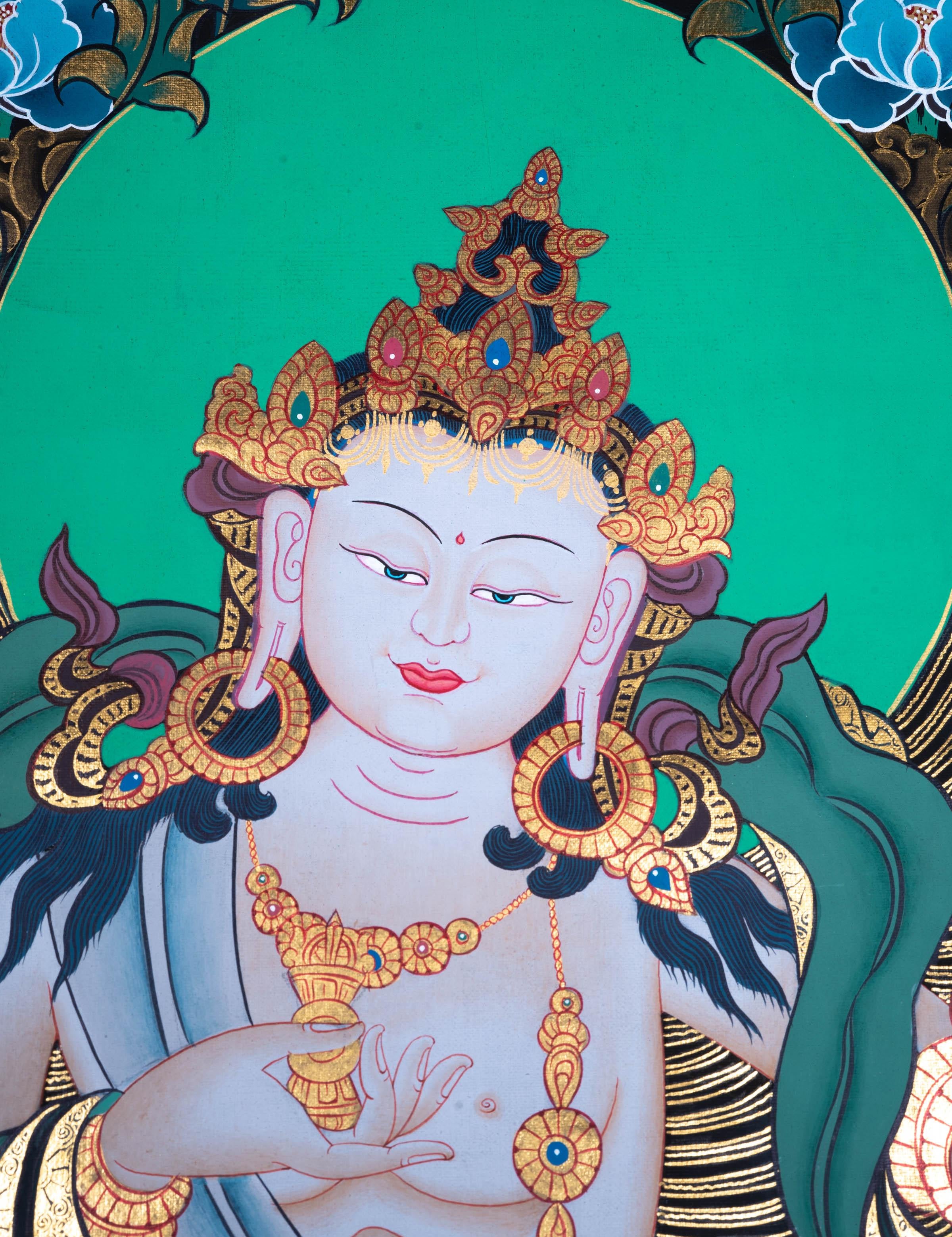 Tibetan Thangka art - Vajrasattva ,the Purifier - Himalayas Shop