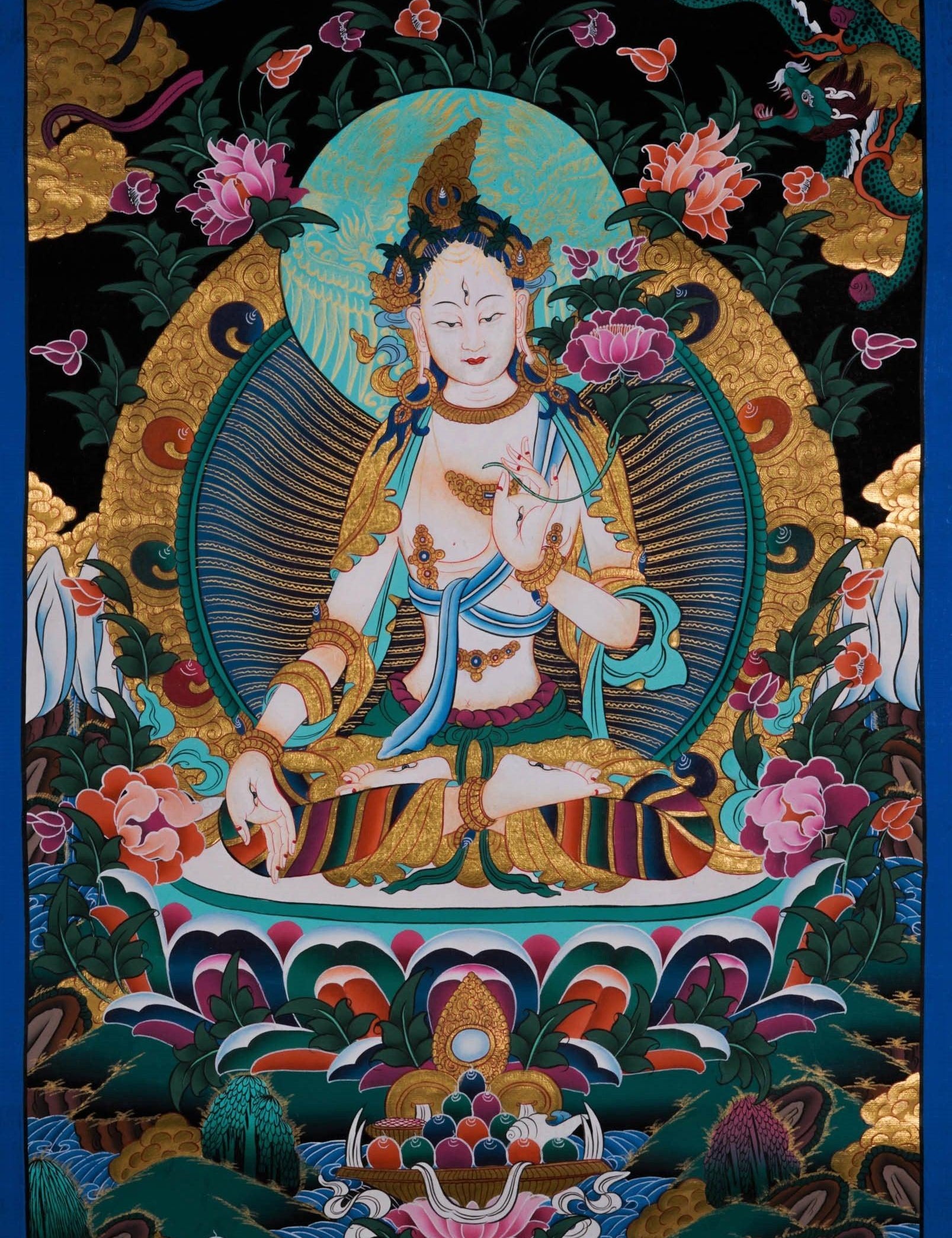 Thangka Painting of White Tara - Best handpainted thangka painting - HimalayasShop