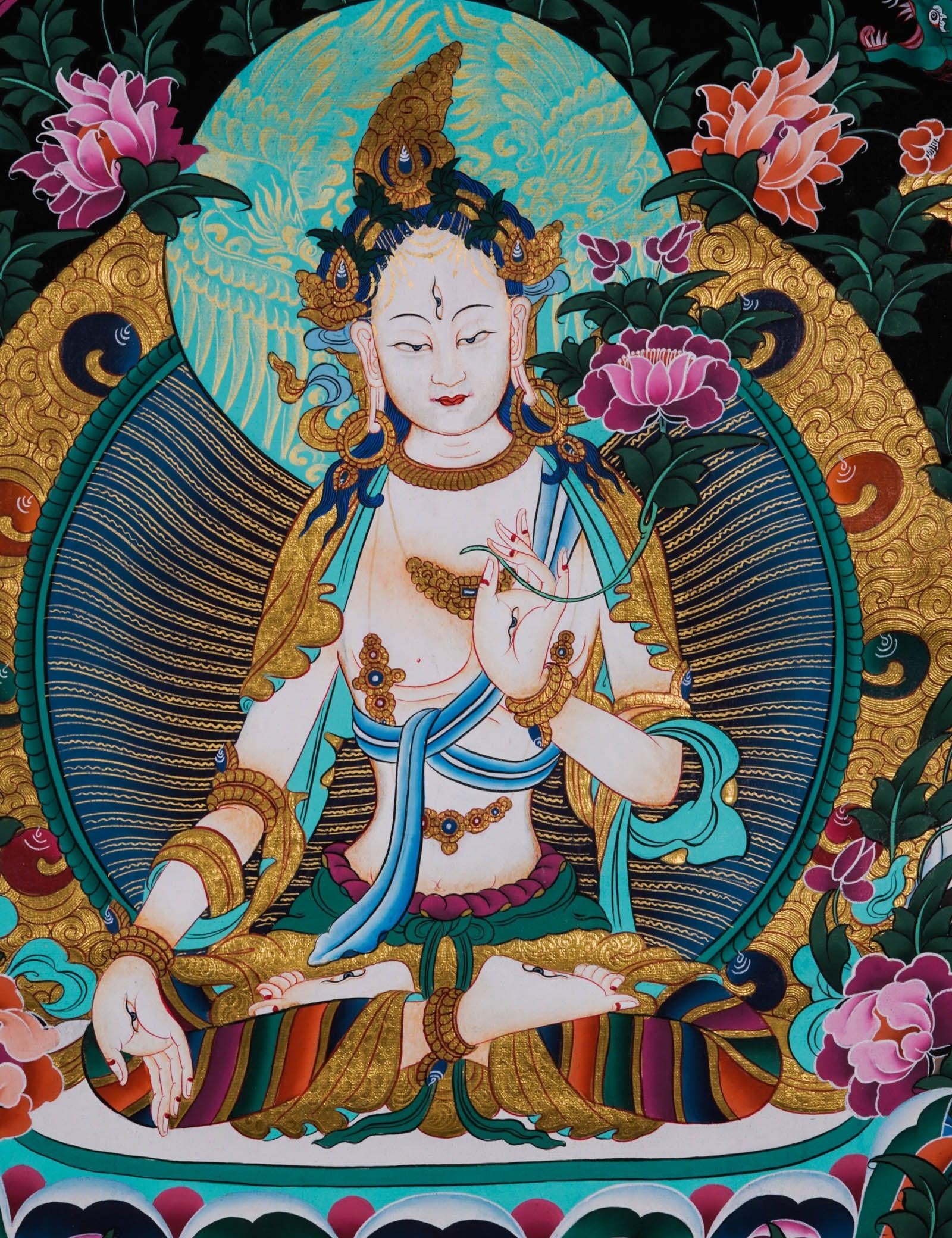 Thangka Painting of White Tara - Himalayas Shop