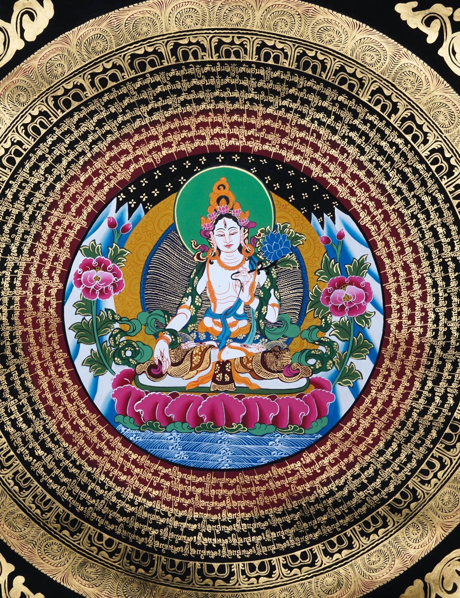 Vajrasattva Mandala Thangka - Best handpainted thangka painting - HimalayasShop 